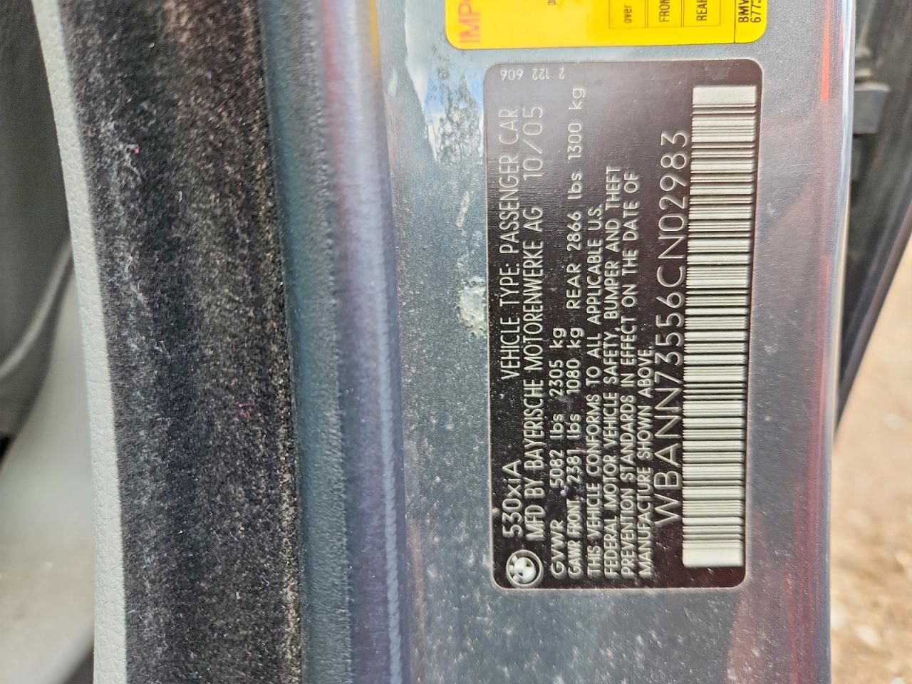 2006 Bmw 530 Xit Gray vin: WBANN73556CN02983