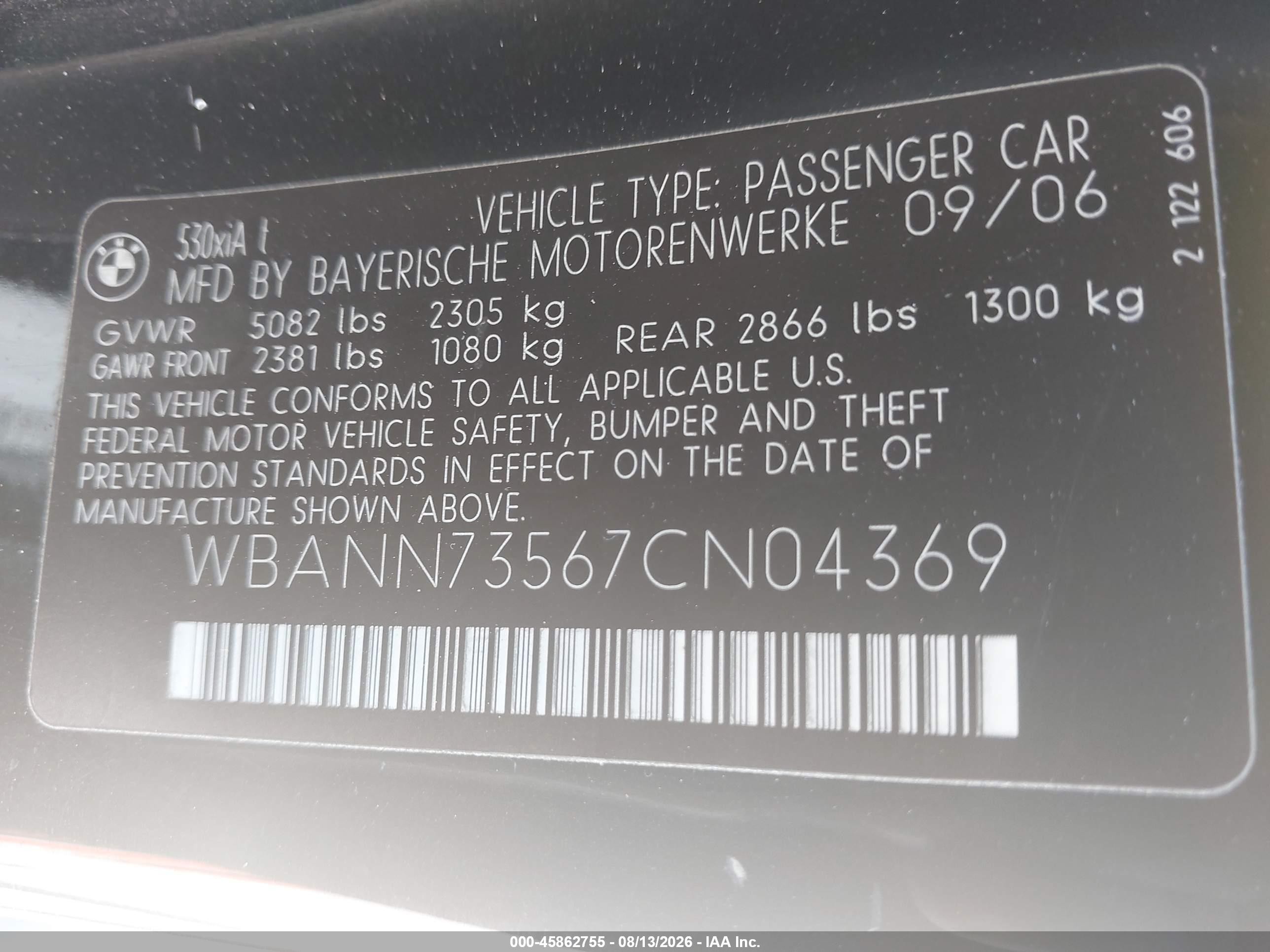 2007 Bmw 530xit Черный vin: WBANN73567CN04369