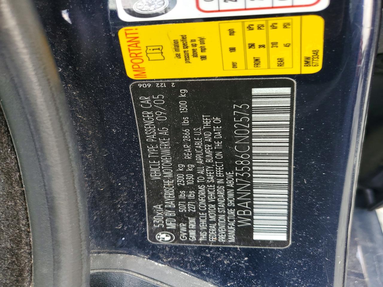 2006 Bmw 530 Xit Blue vin: WBANN73586CN02573