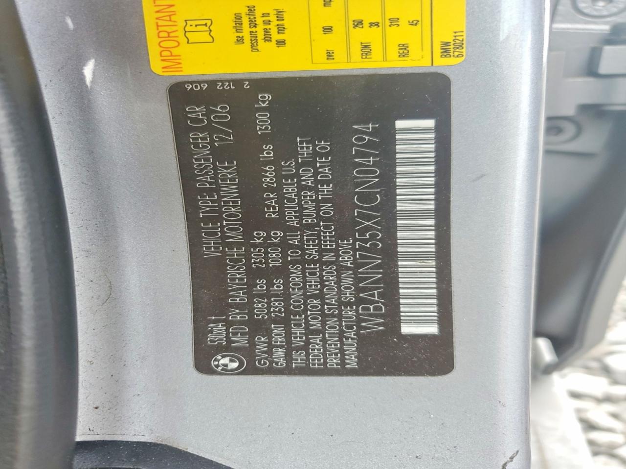 2007 Bmw 530 Xit Gray vin: WBANN735X7CN04794
