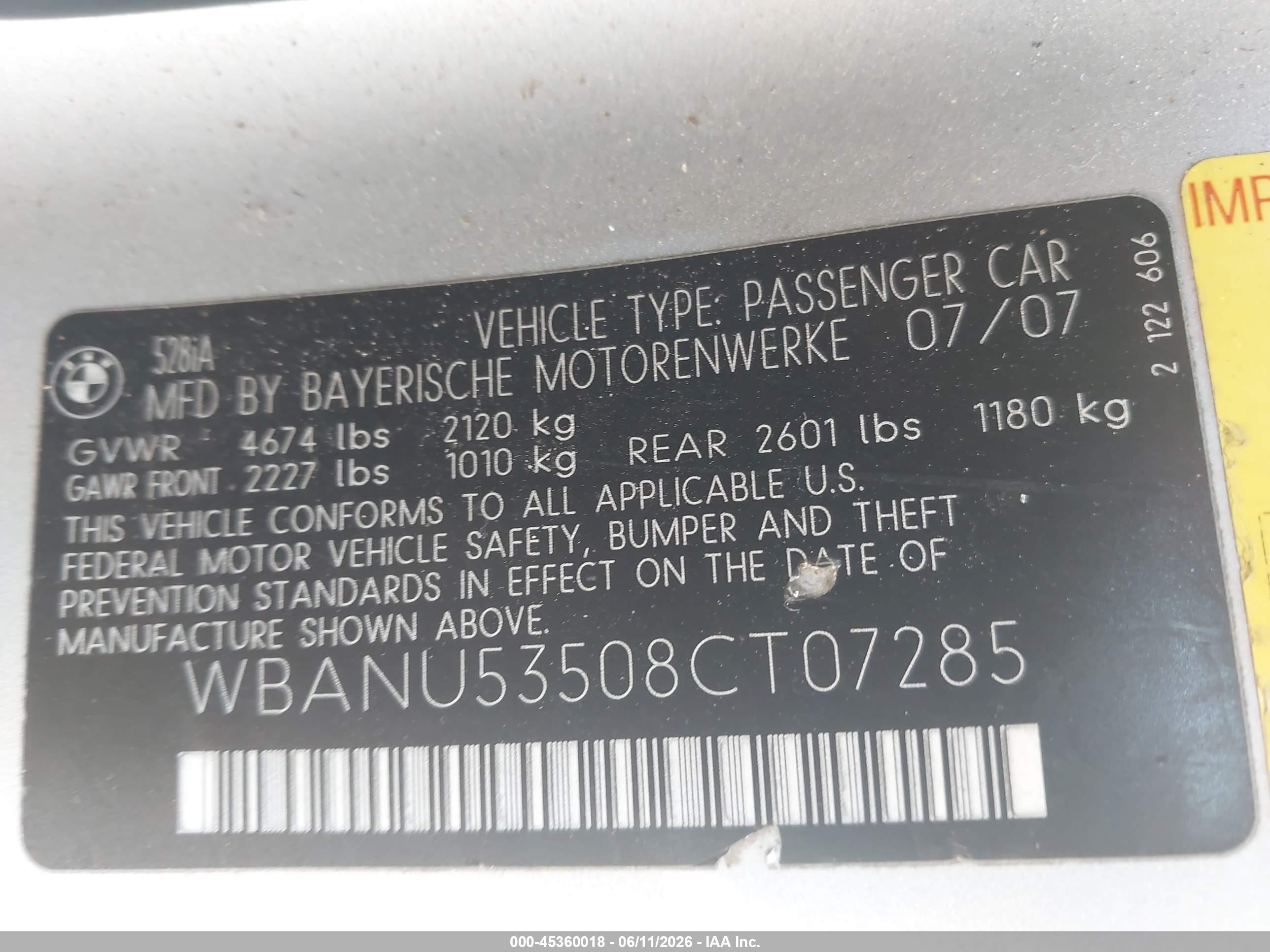 2008 Bmw 528i   Silver vin: WBANU53508CT07285