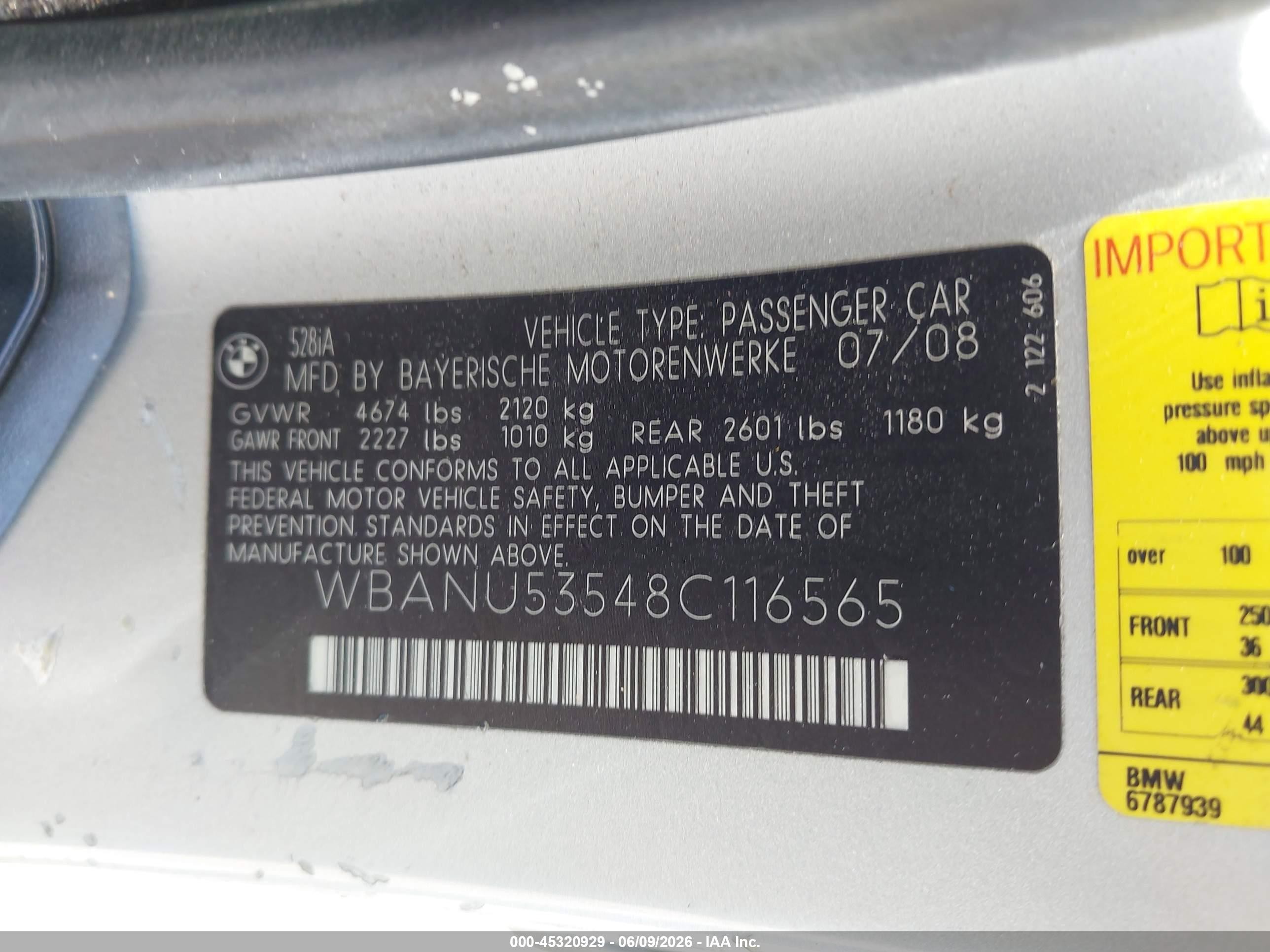 2008 Bmw 528i   Silver vin: WBANU53548C116565
