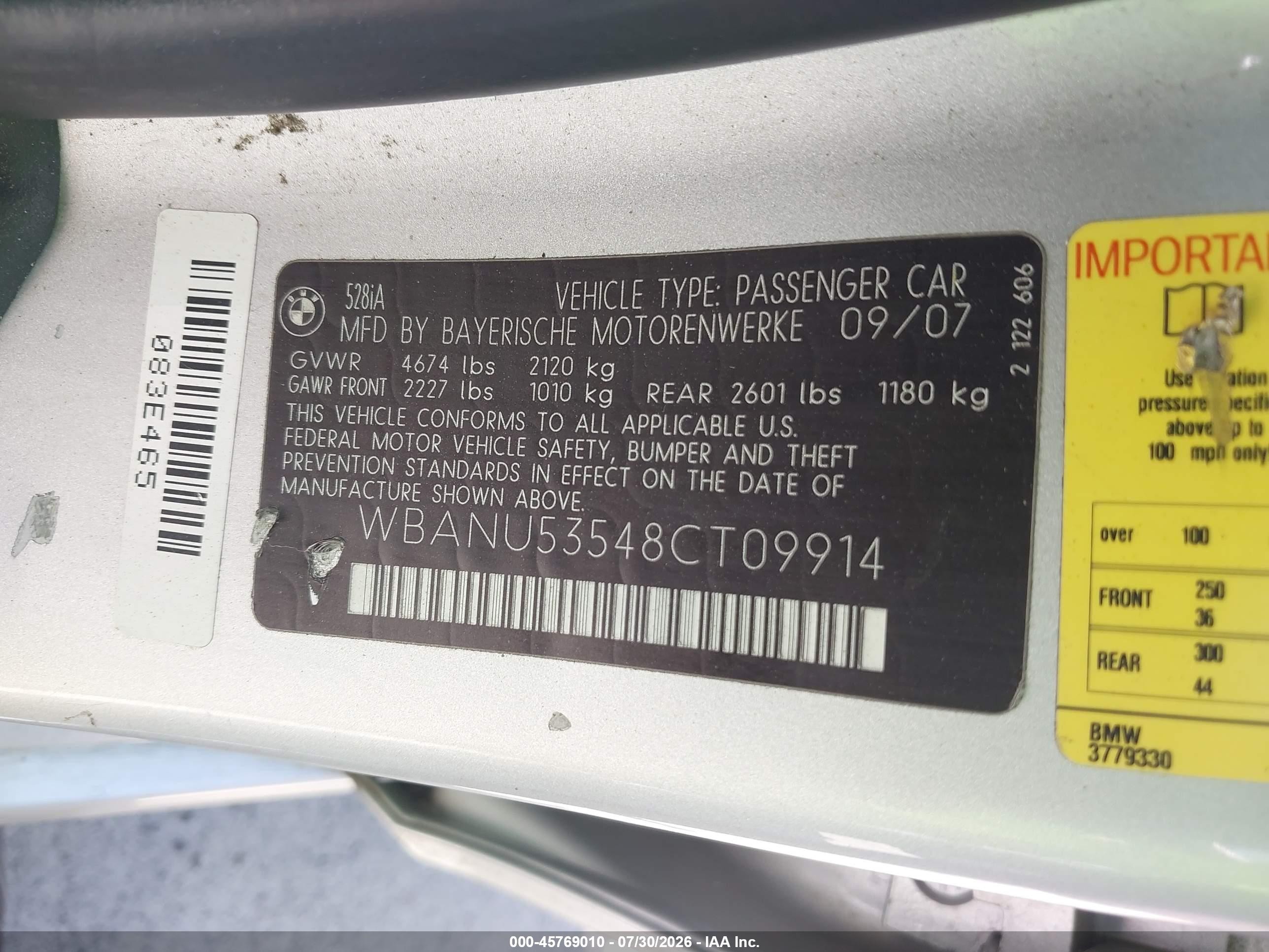 2008 Bmw 528i   Gray vin: WBANU53548CT09914