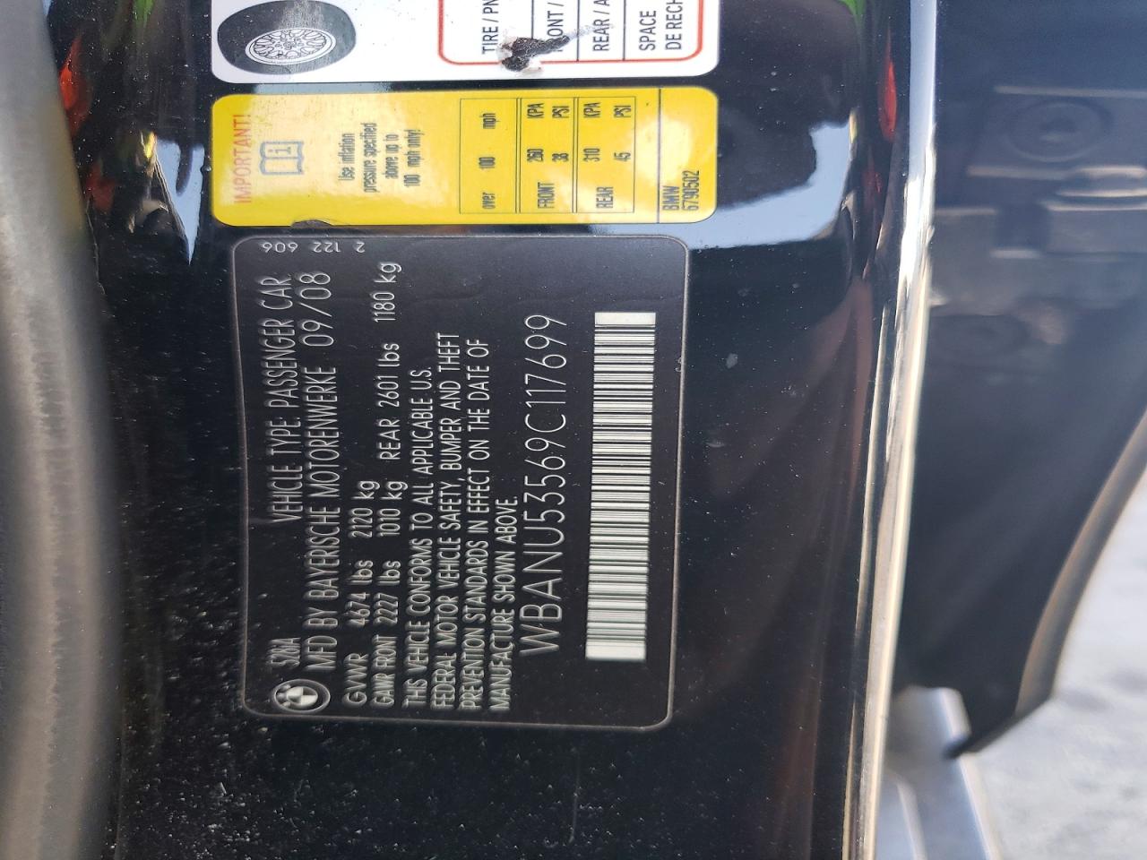 2009 Bmw 528 I Black vin: WBANU53569C117699