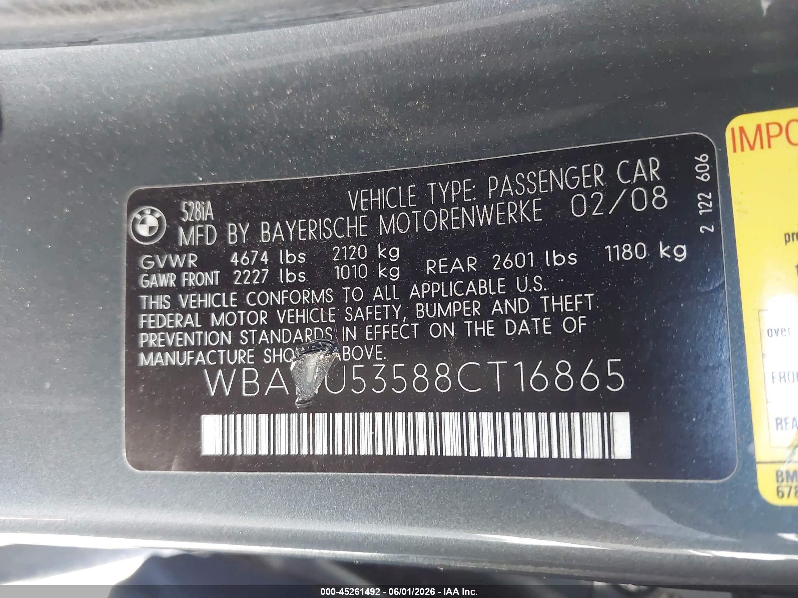 2008 Bmw 528i   Gray vin: WBANU53588CT16865