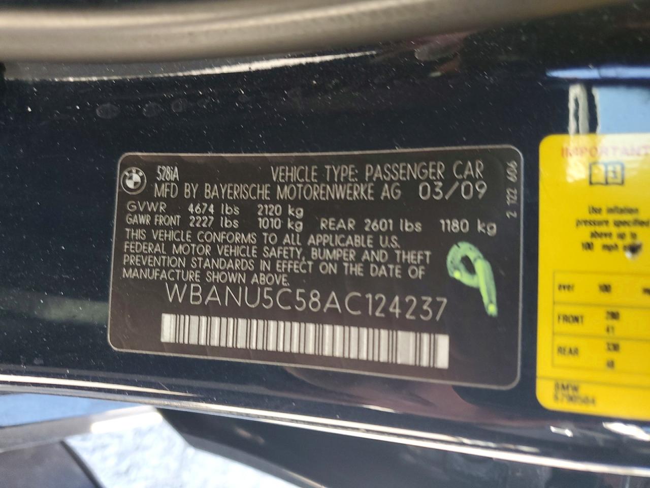 2010 Bmw 528 I Black vin: WBANU5C58AC124237
