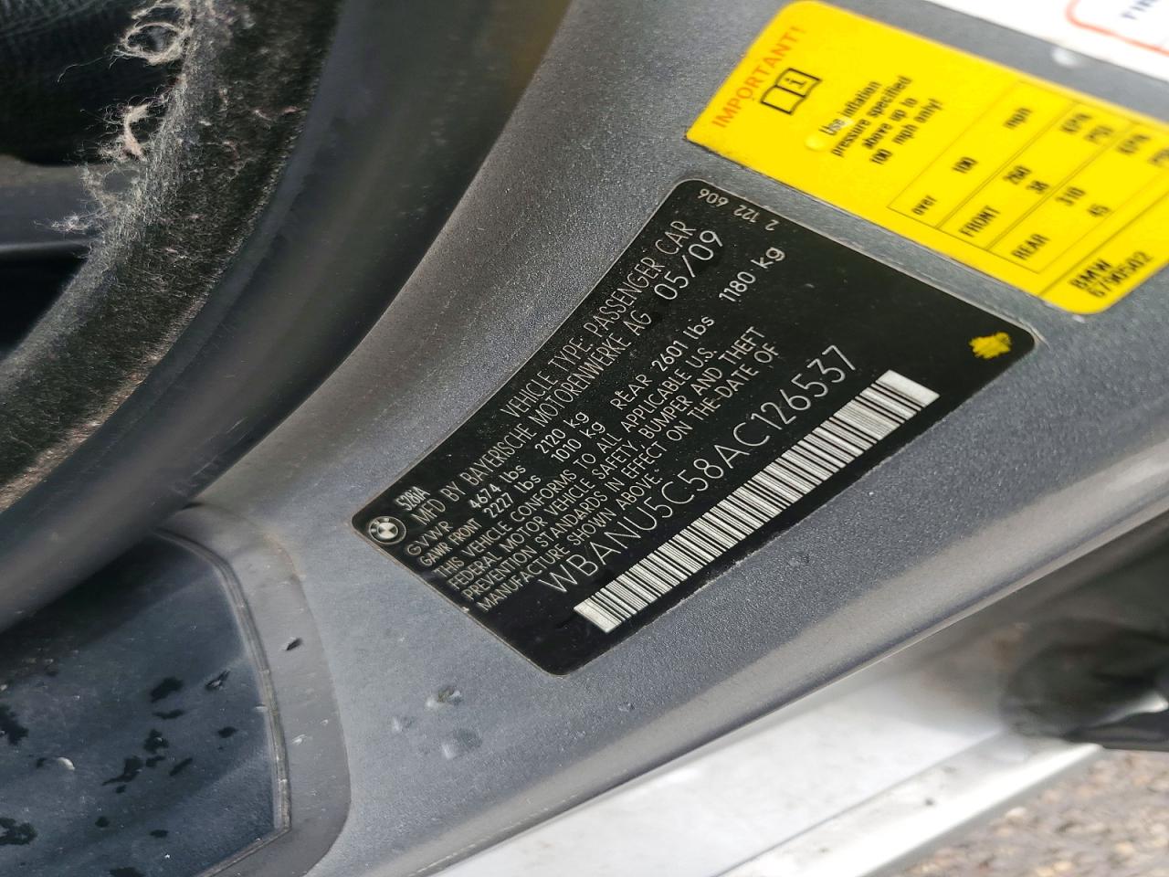 2010 Bmw 528 I Gray vin: WBANU5C58AC126537
