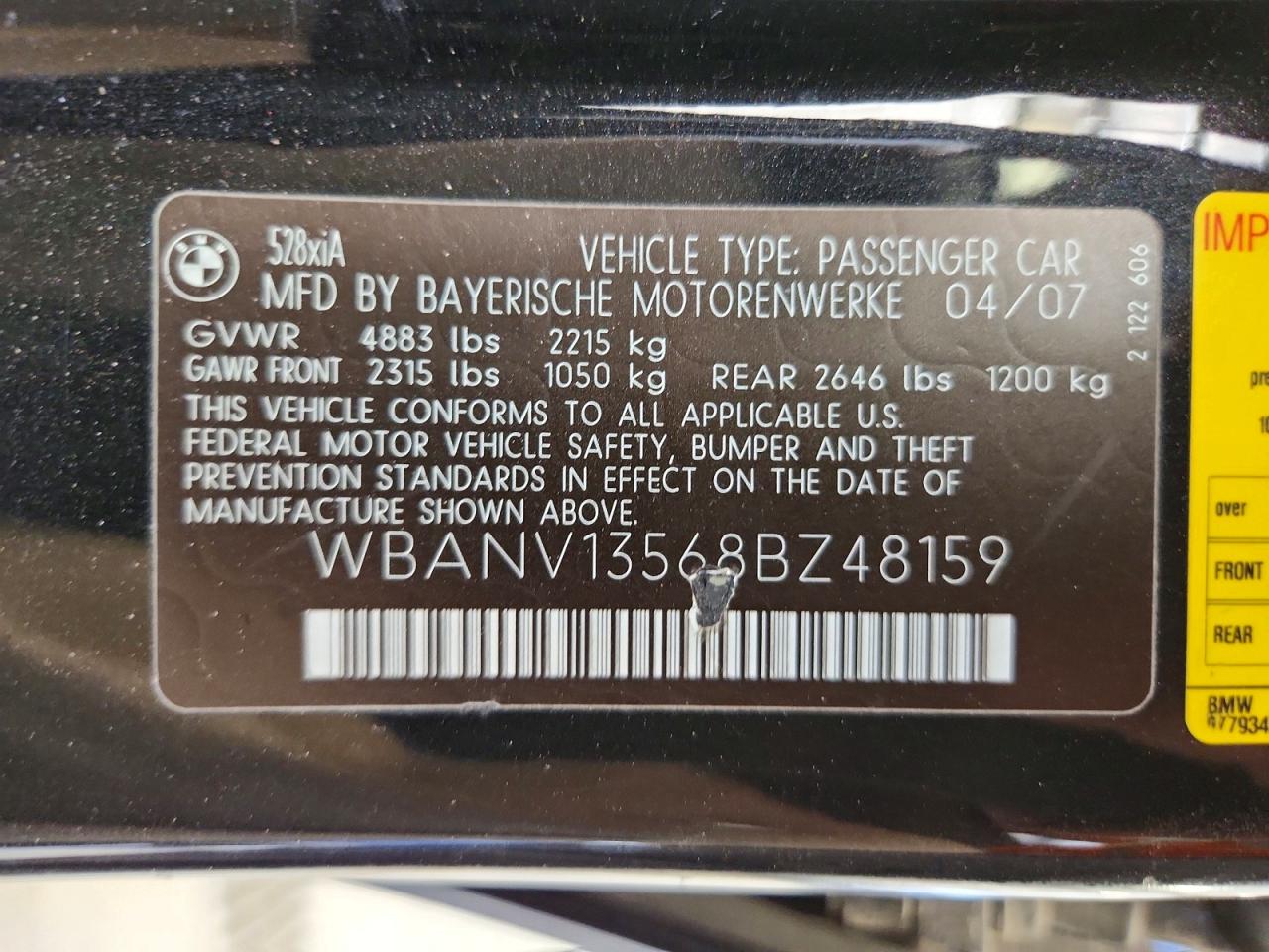2008 Bmw 528 Xi Черный vin: WBANV13568BZ48159