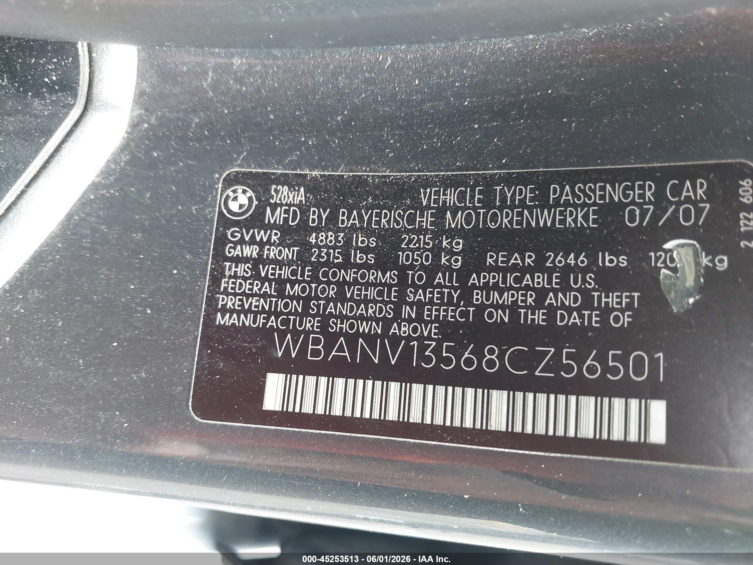 2008 Bmw 528xi   Gray vin: WBANV13568CZ56501