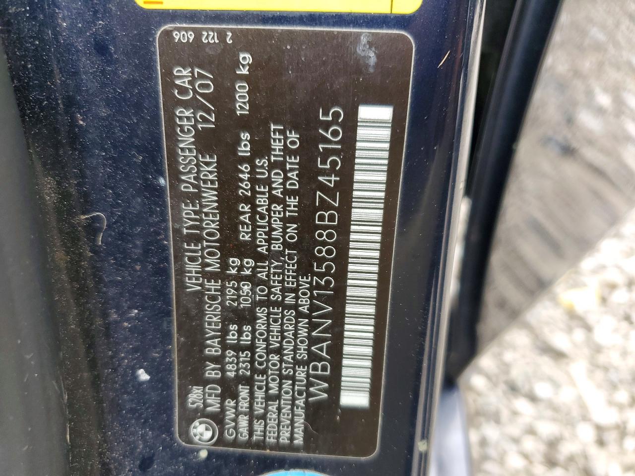 2008 Bmw 528 Xi Blue vin: WBANV13588BZ45165