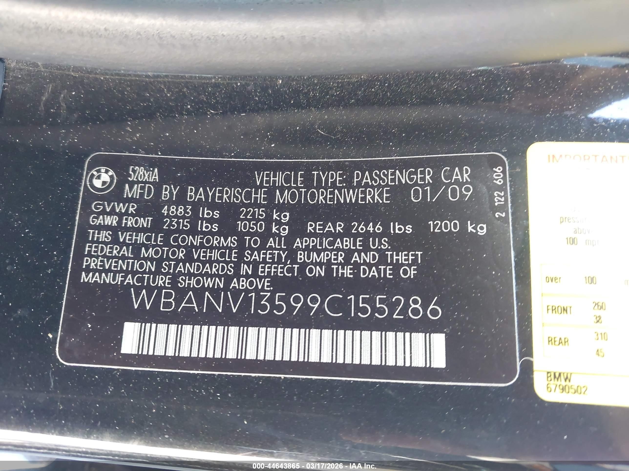 2009 Bmw 528i Xdrive Black vin: WBANV13599C155286