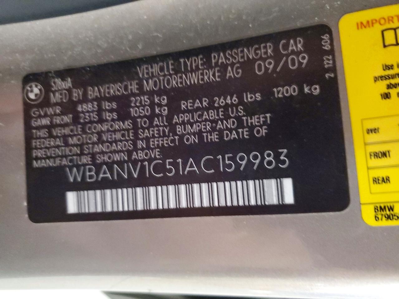 2010 Bmw 528 Xi Beige vin: WBANV1C51AC159983