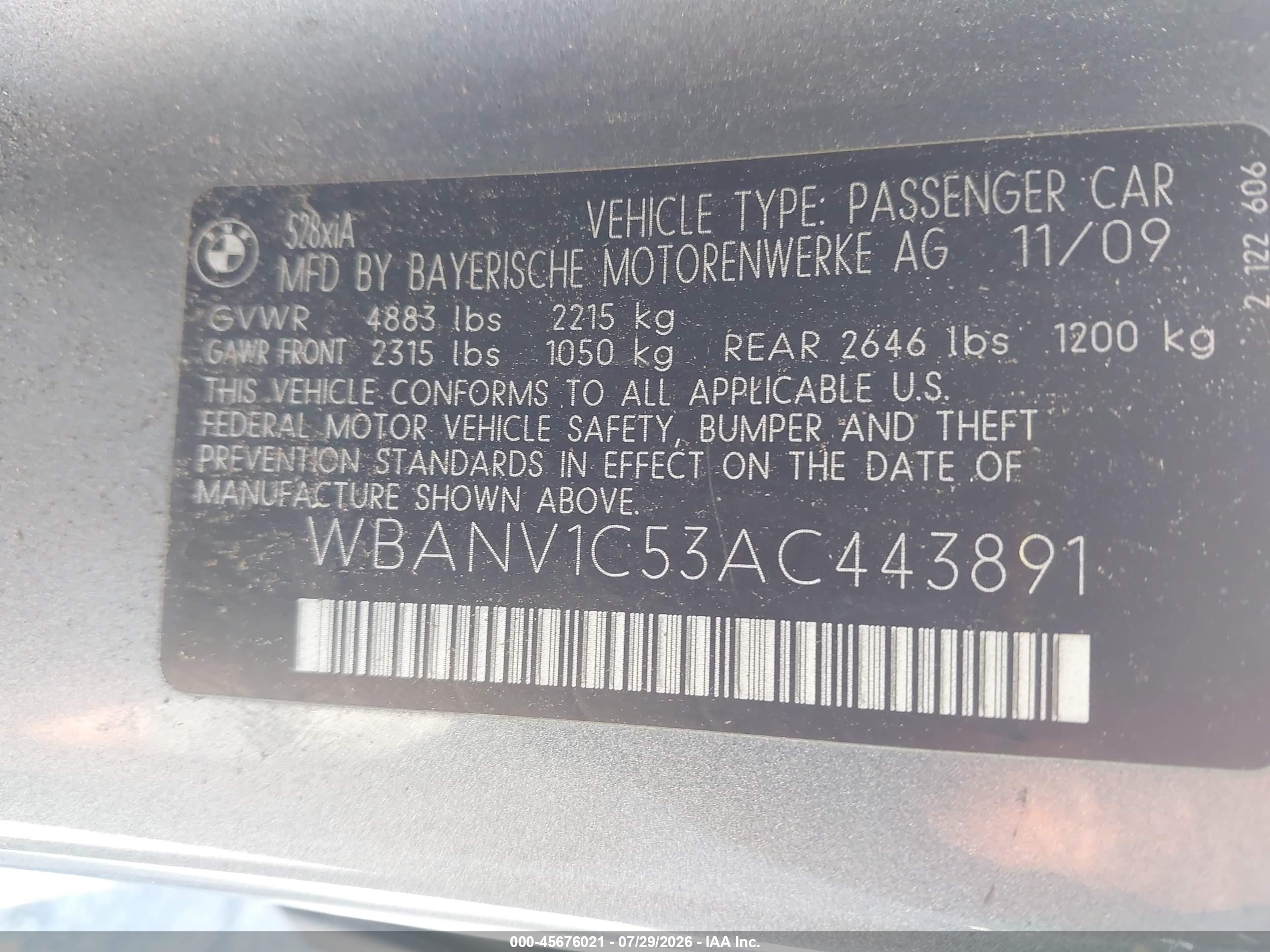 2010 Bmw 528i Xdrive Gray vin: WBANV1C53AC443891