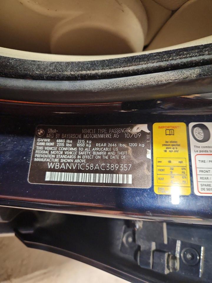 2010 Bmw 528 Xi Black vin: WBANV1C58AC389357