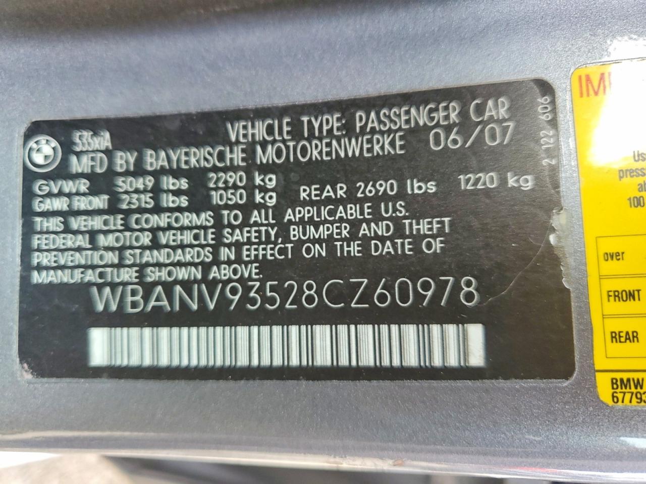 2008 Bmw 535 Xi Silver vin: WBANV93528CZ60978
