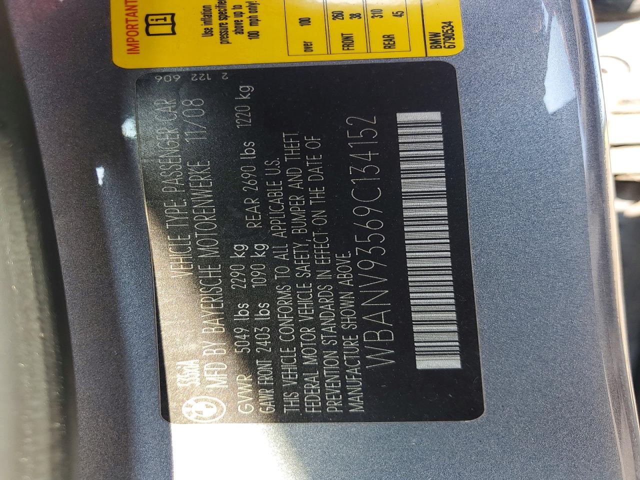 2009 Bmw 535 Xi Gray vin: WBANV93569C134152