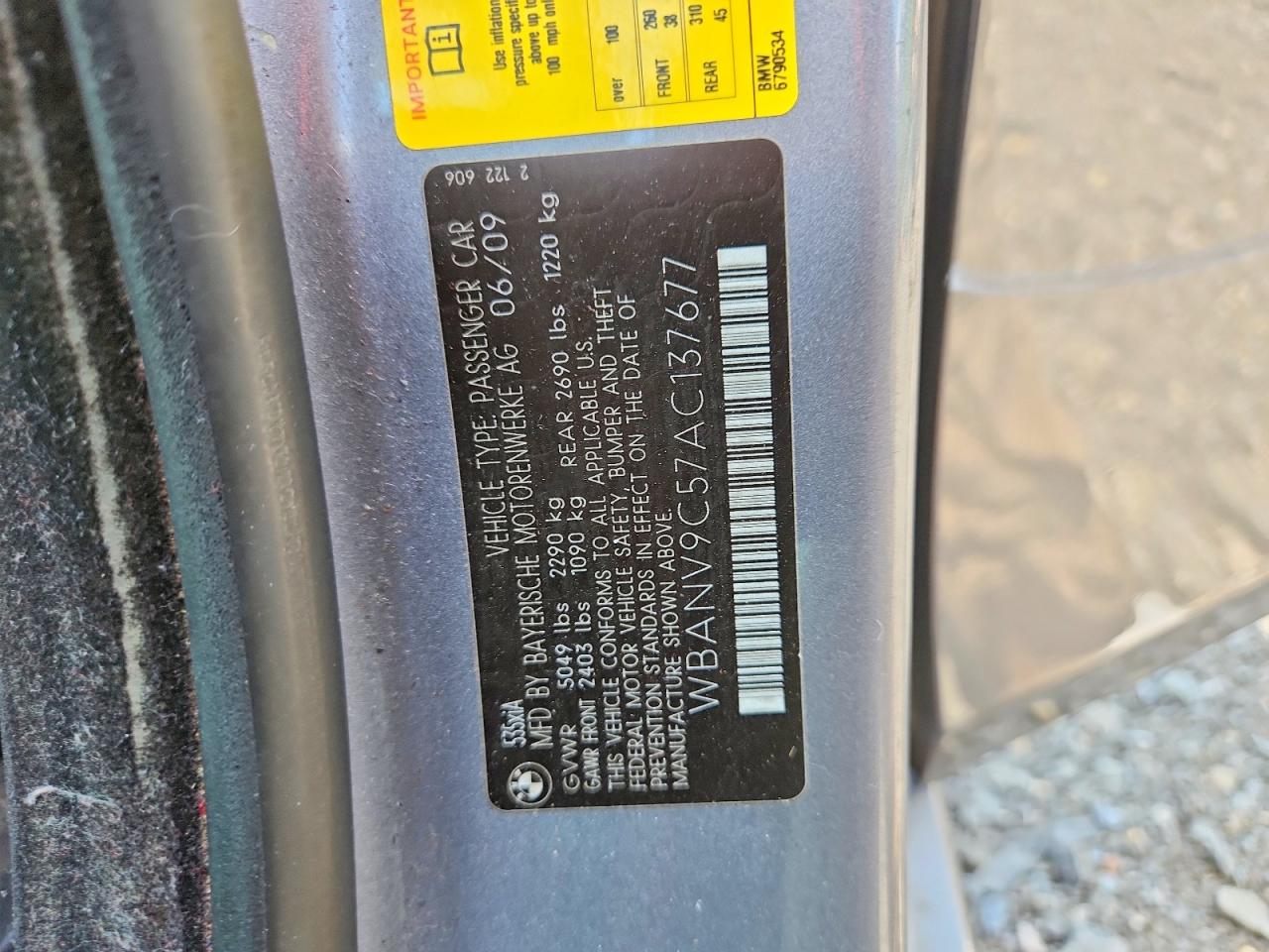 2010 Bmw 535 Xi Gray vin: WBANV9C57AC137677