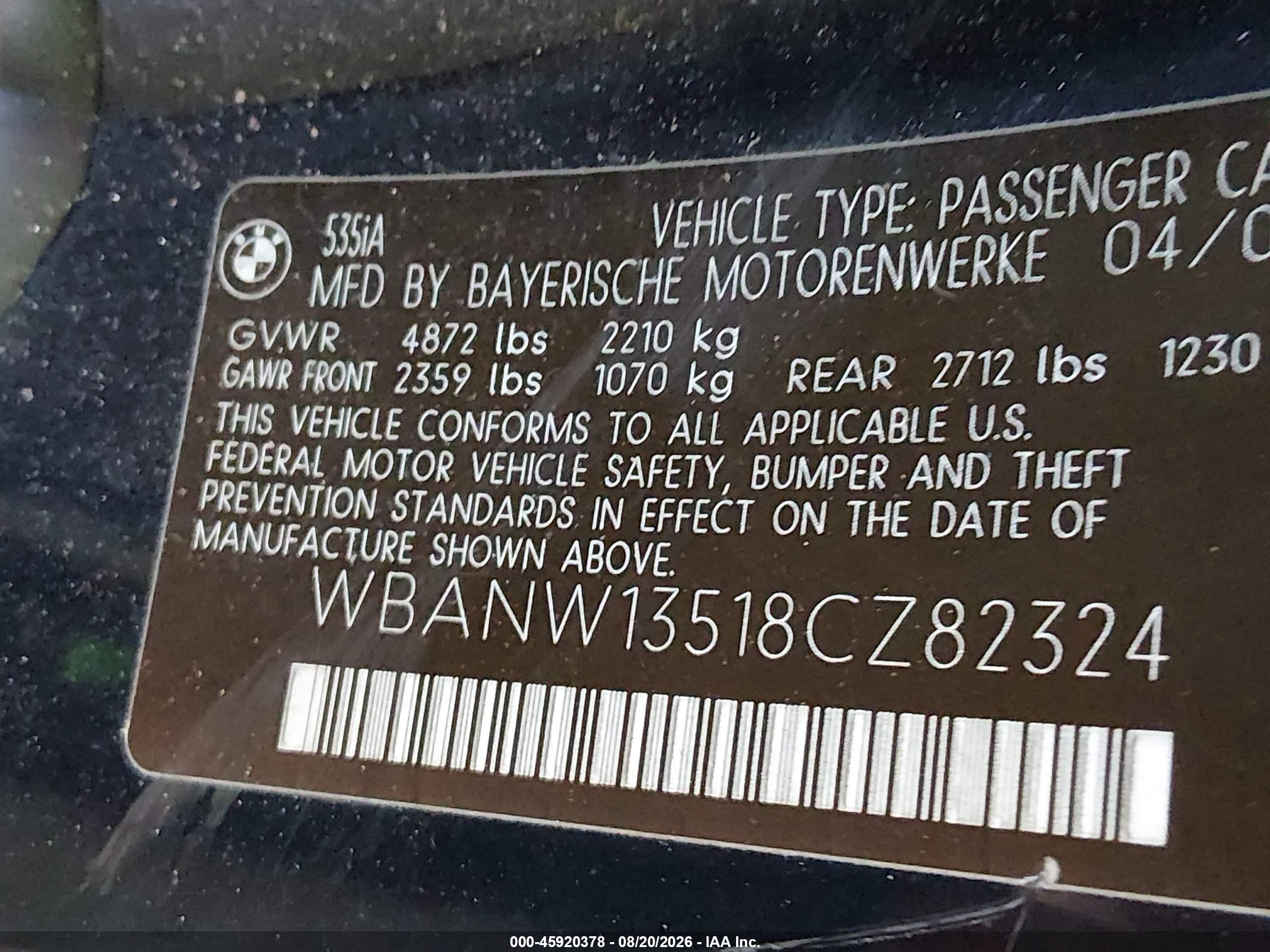 2008 Bmw 535i   Navy vin: WBANW13518CZ82324