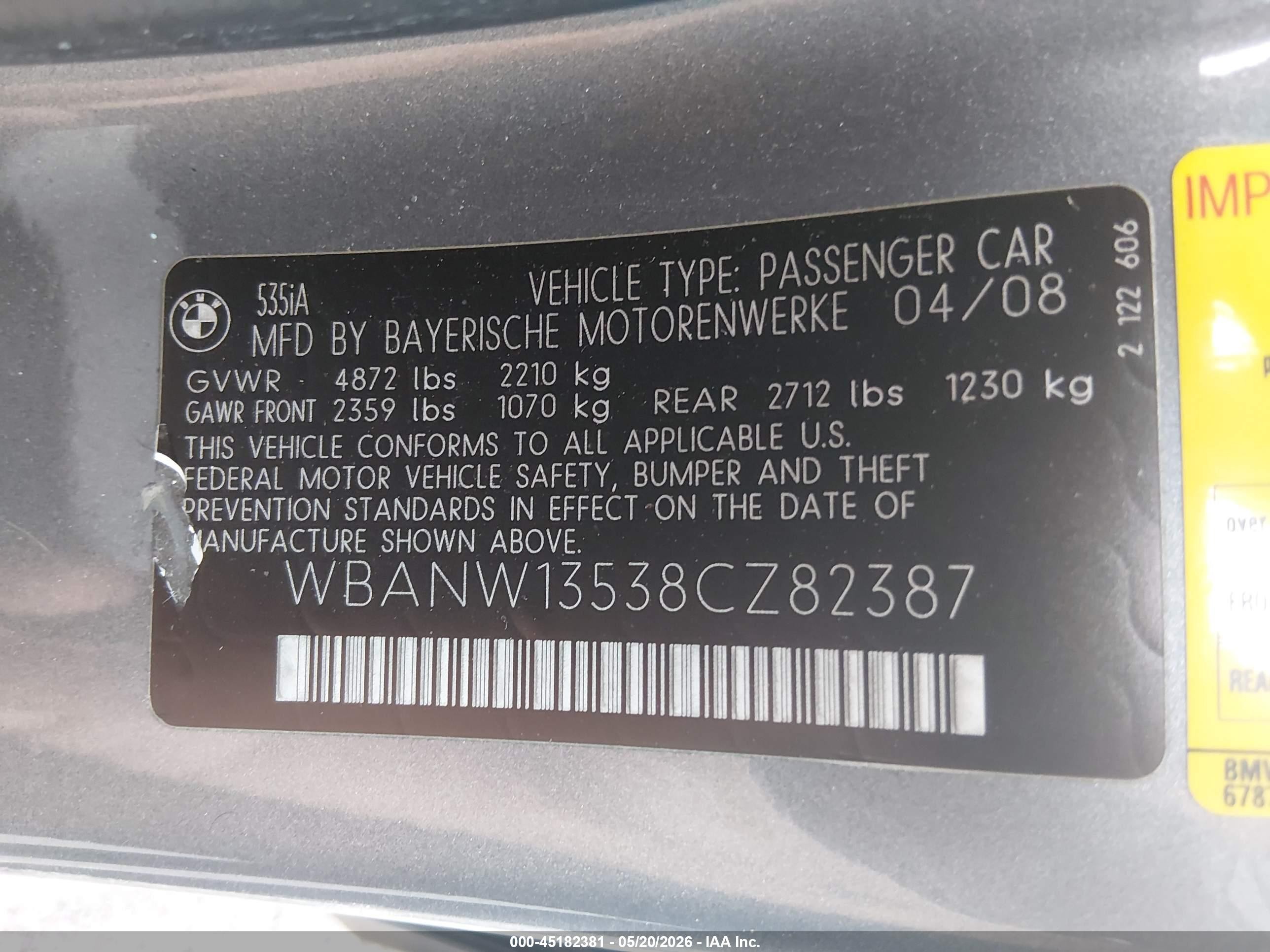 2008 Bmw 535i   Silver vin: WBANW13538CZ82387
