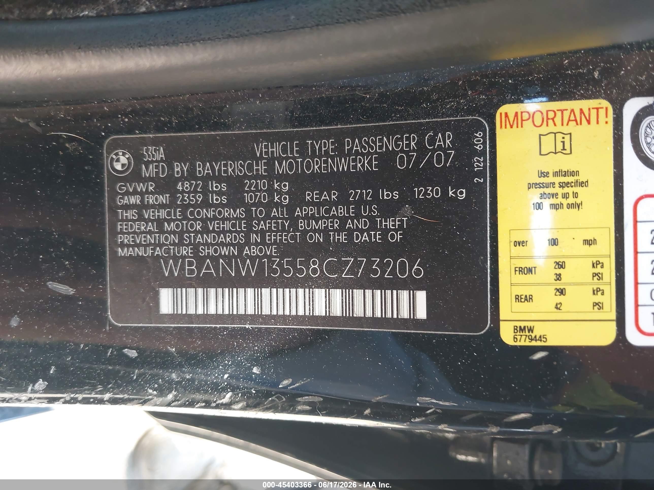 2008 Bmw 535i   Черный vin: WBANW13558CZ73206