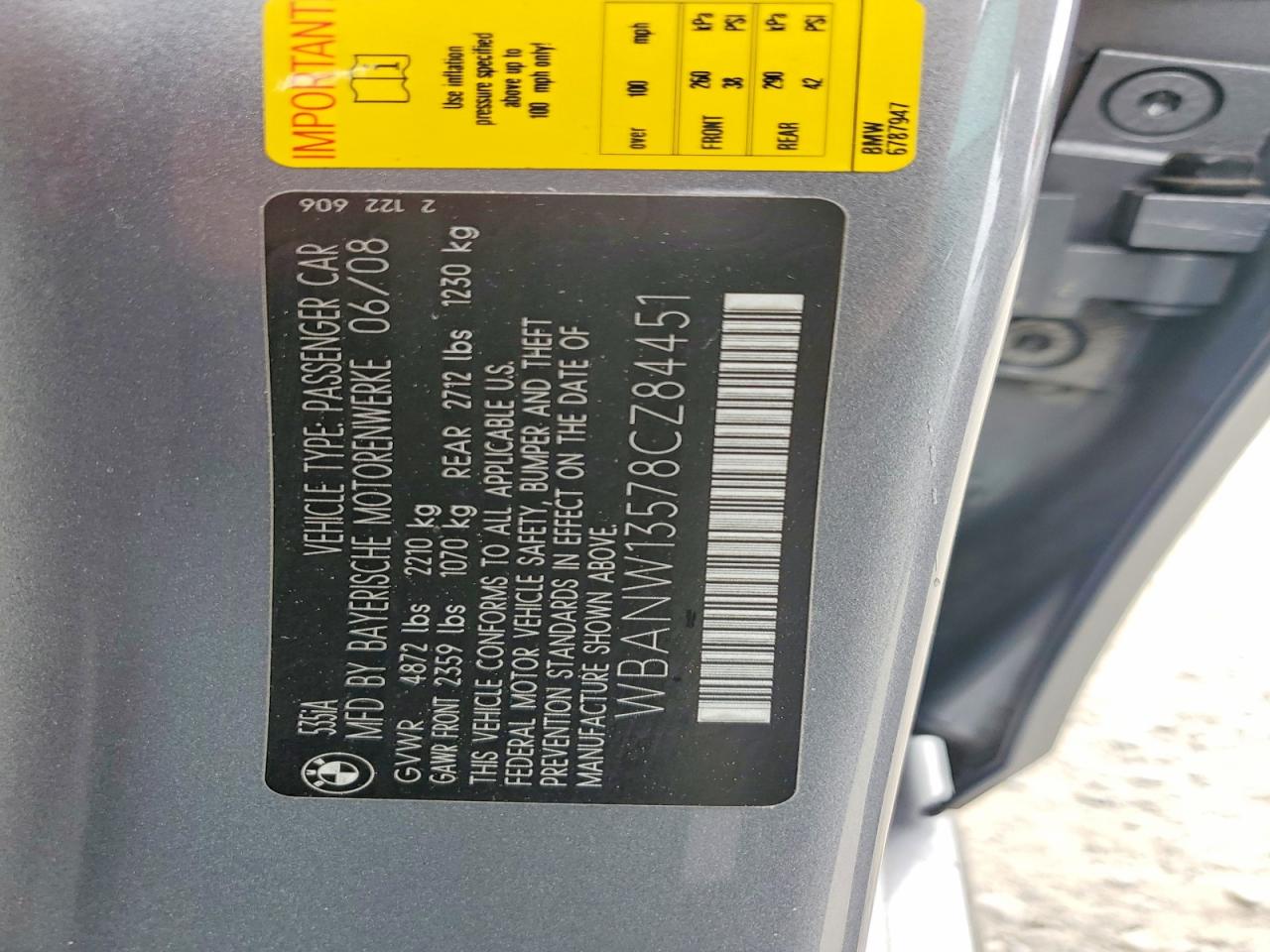 2008 Bmw 535 I Gray vin: WBANW13578CZ84451