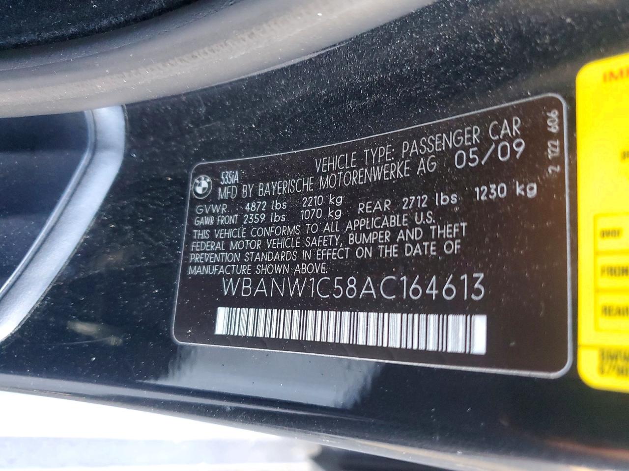 2010 Bmw 535 I Black vin: WBANW1C58AC164613