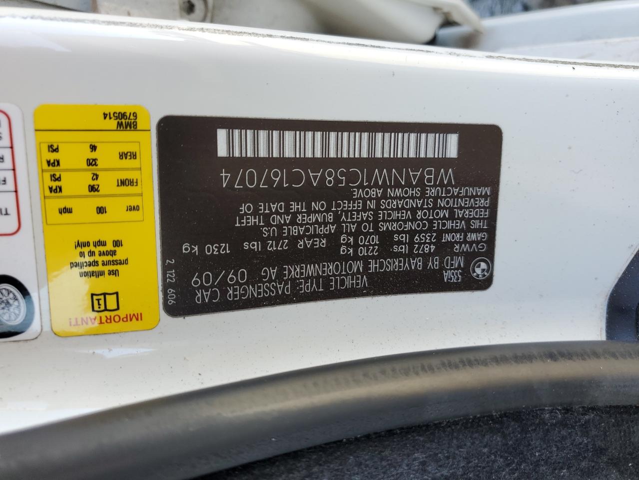 2010 Bmw 535 I White vin: WBANW1C58AC167074
