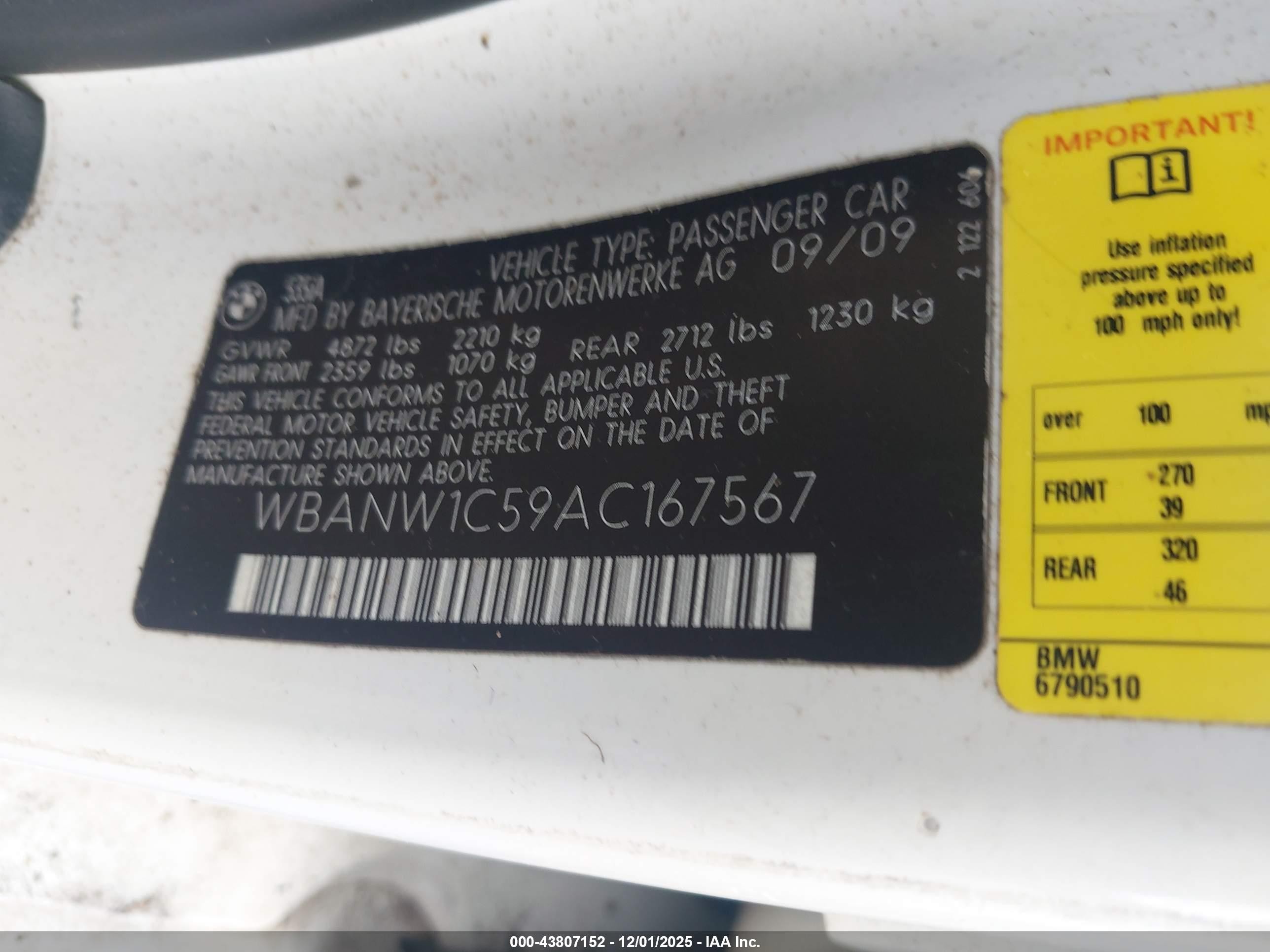 2010 Bmw 535i   White vin: WBANW1C59AC167567