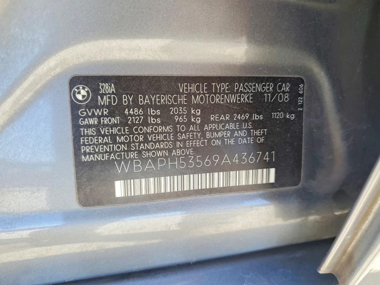 2009 Bmw 328 I Sulev Серый vin: WBAPH53569A436741
