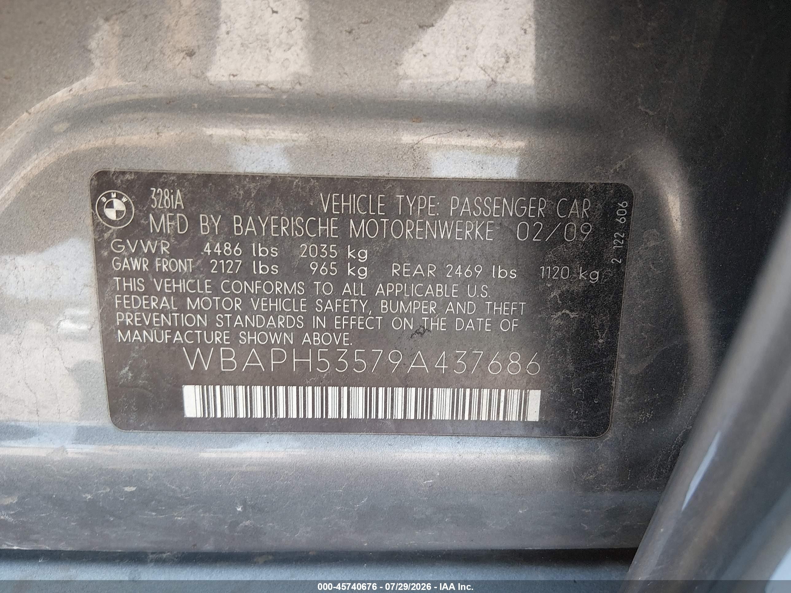 2009 Bmw 328i   Gray vin: WBAPH53579A437686