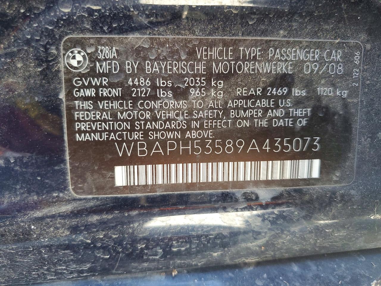 2009 Bmw 328 I Sulev Blue vin: WBAPH53589A435073