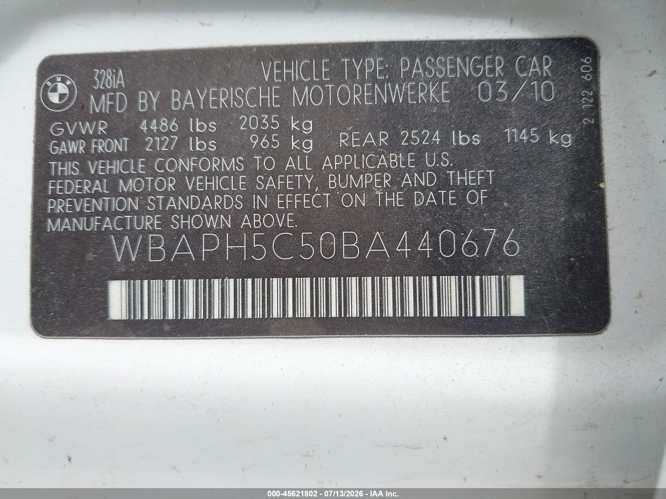 2011 Bmw 328i   White vin: WBAPH5C50BA440676