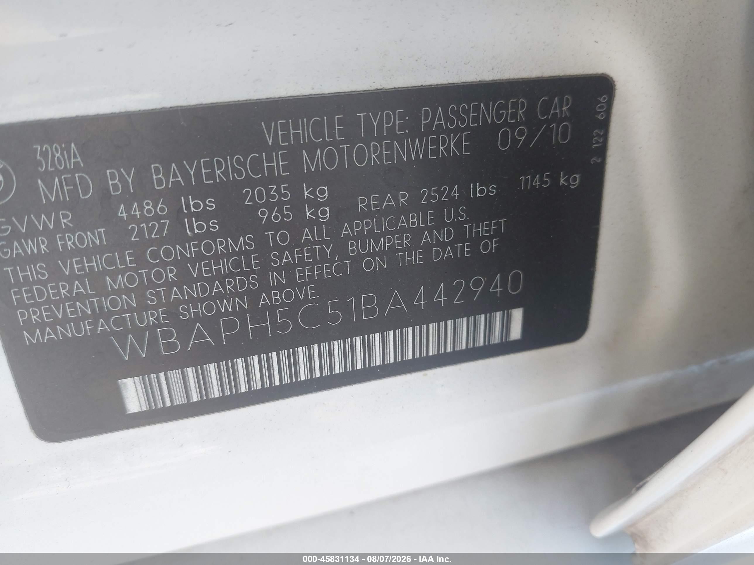 2011 Bmw 328i   White vin: WBAPH5C51BA442940