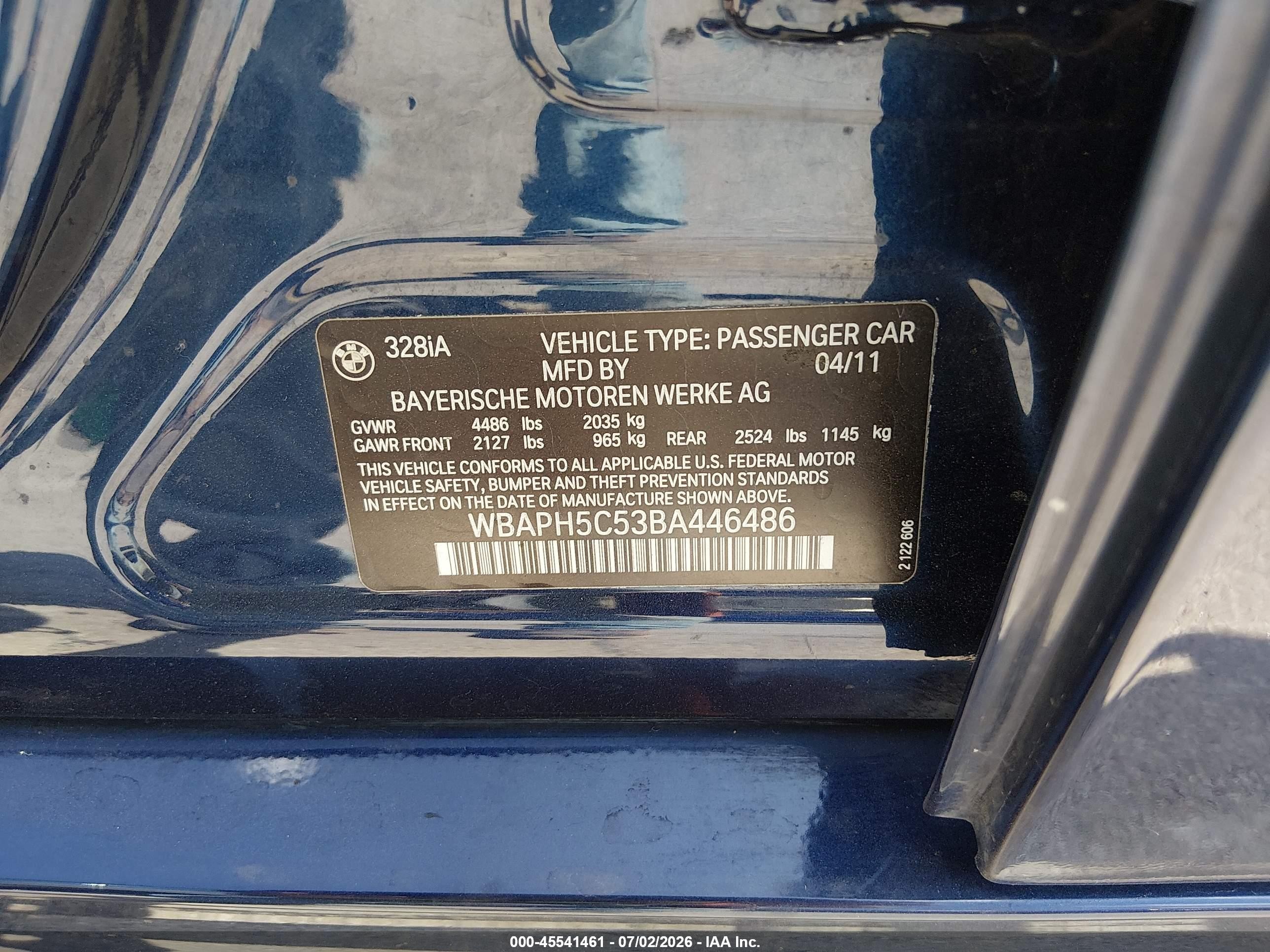 2011 Bmw 328i   Blue vin: WBAPH5C53BA446486