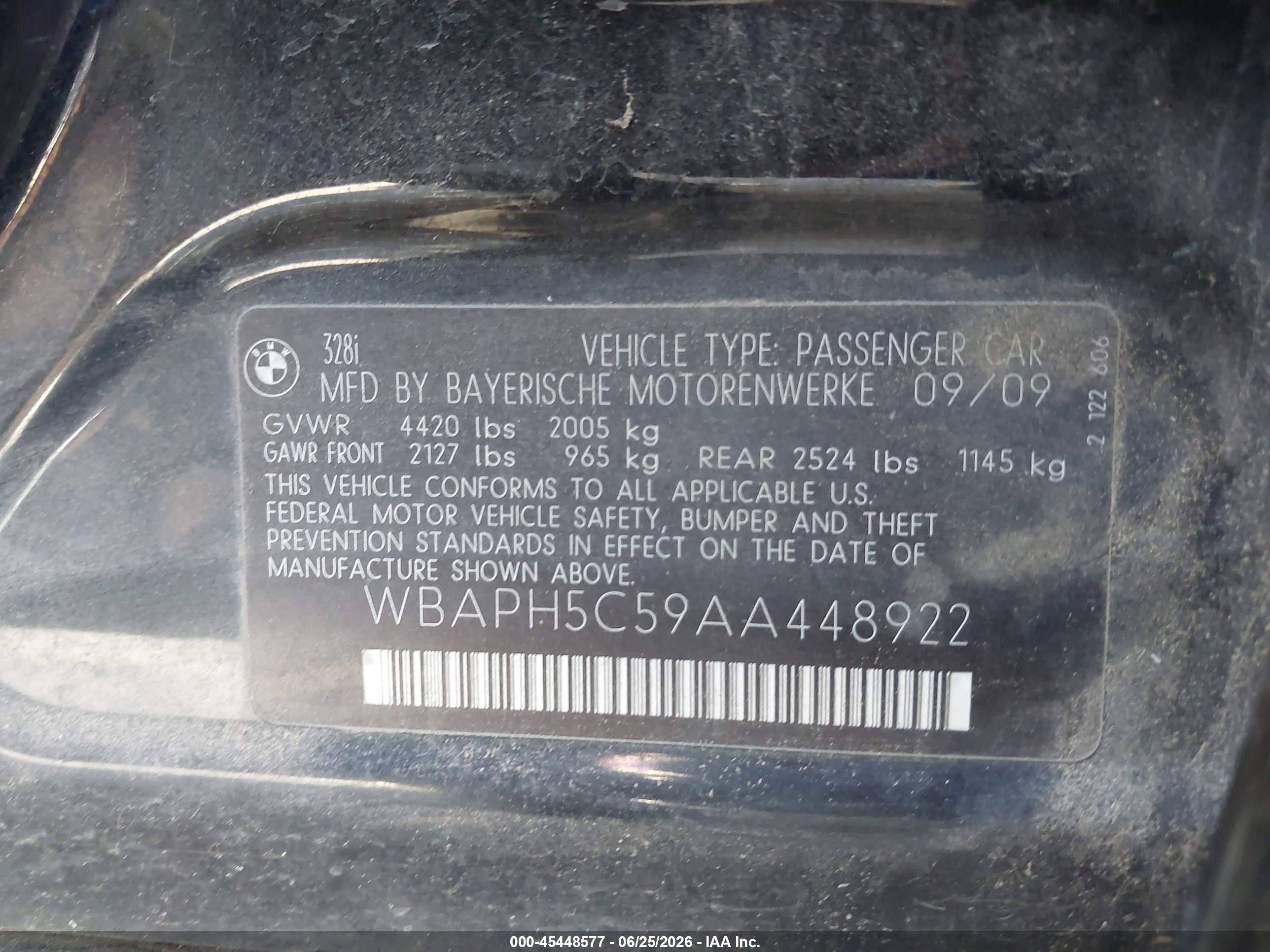 2010 Bmw 328i   Black vin: WBAPH5C59AA448922