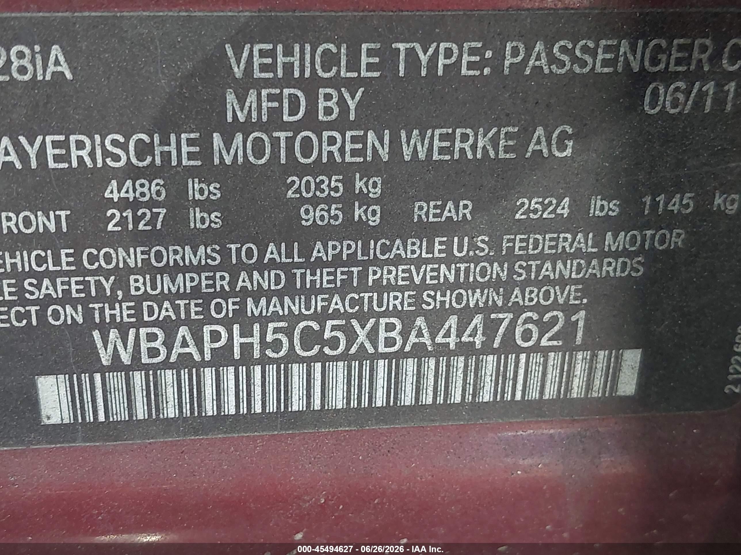 2011 Bmw 328i   Burgundy vin: WBAPH5C5XBA447621