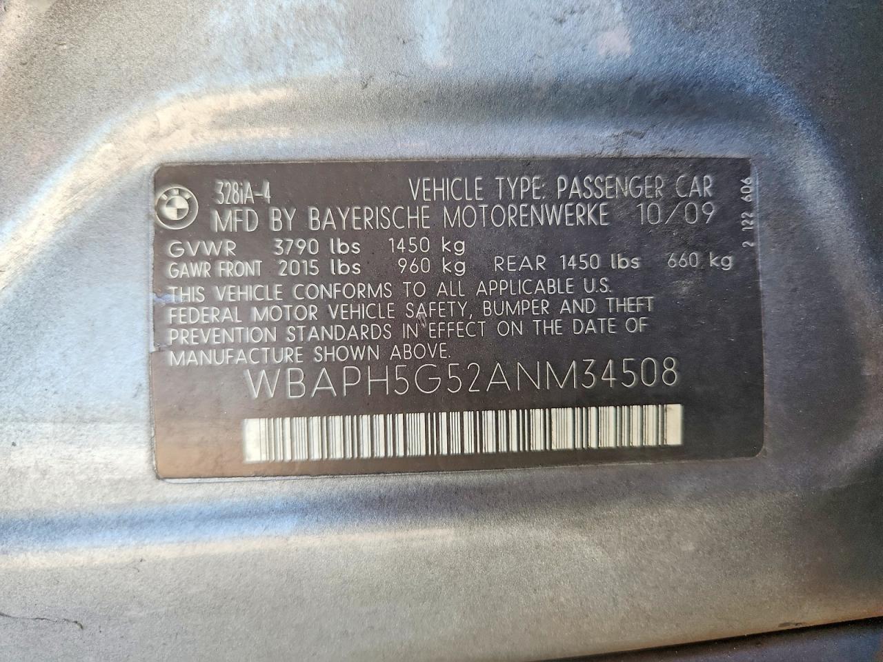 2010 Bmw 328 I Sulev Gray vin: WBAPH5G52ANM34508