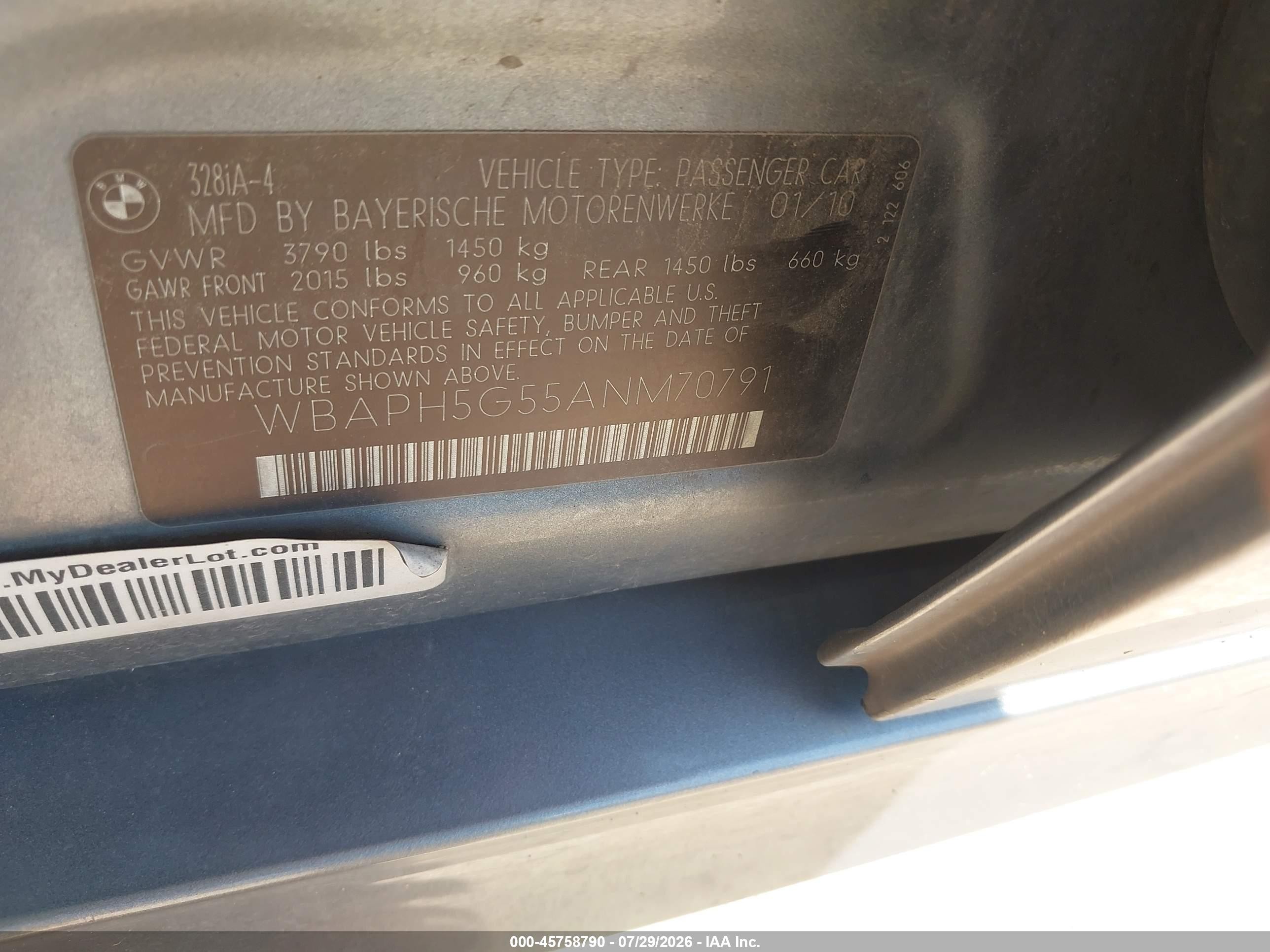 2010 Bmw 328i   Gray vin: WBAPH5G55ANM70791