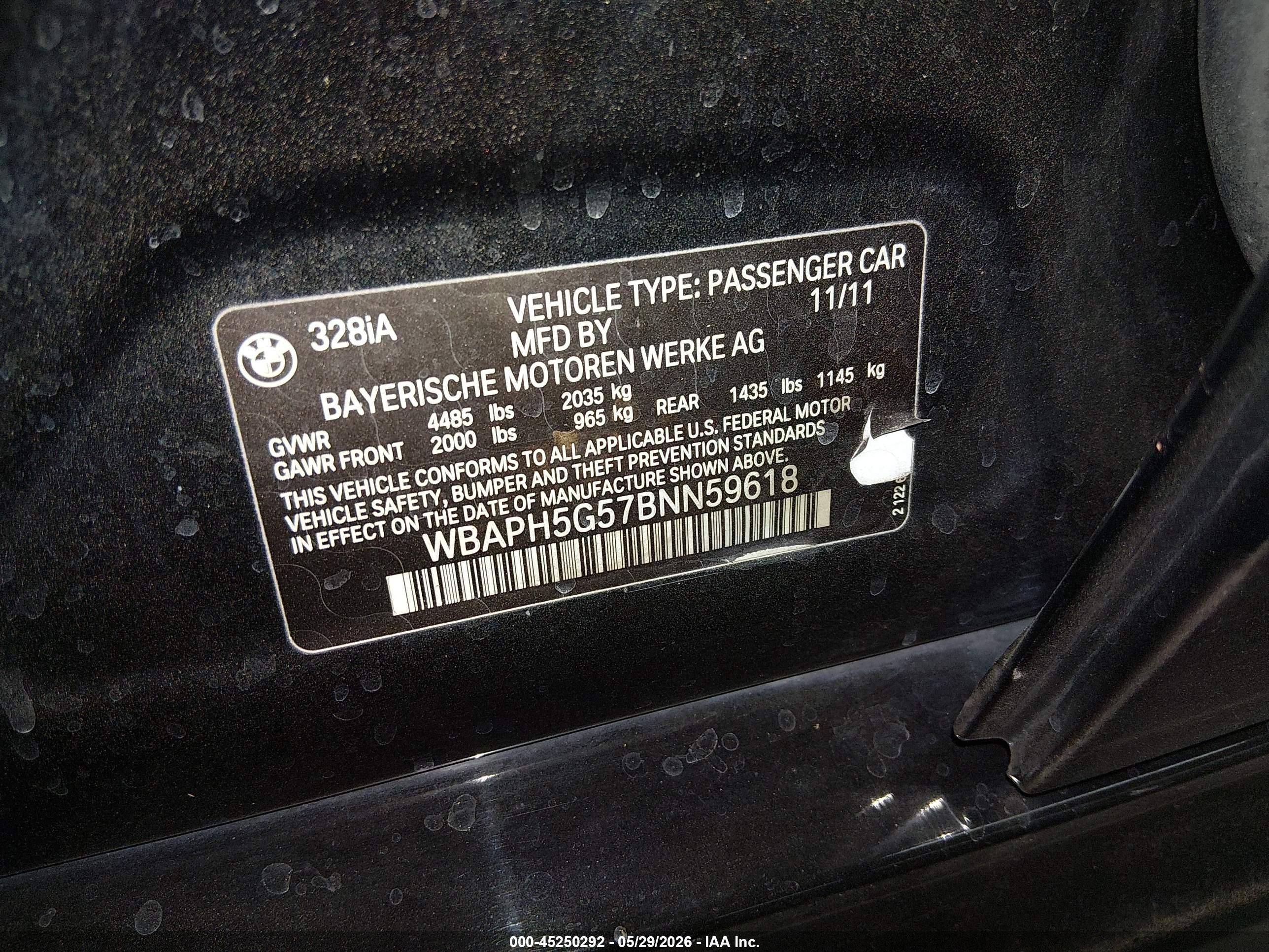 2011 Bmw 328i   Black vin: WBAPH5G57BNN59618