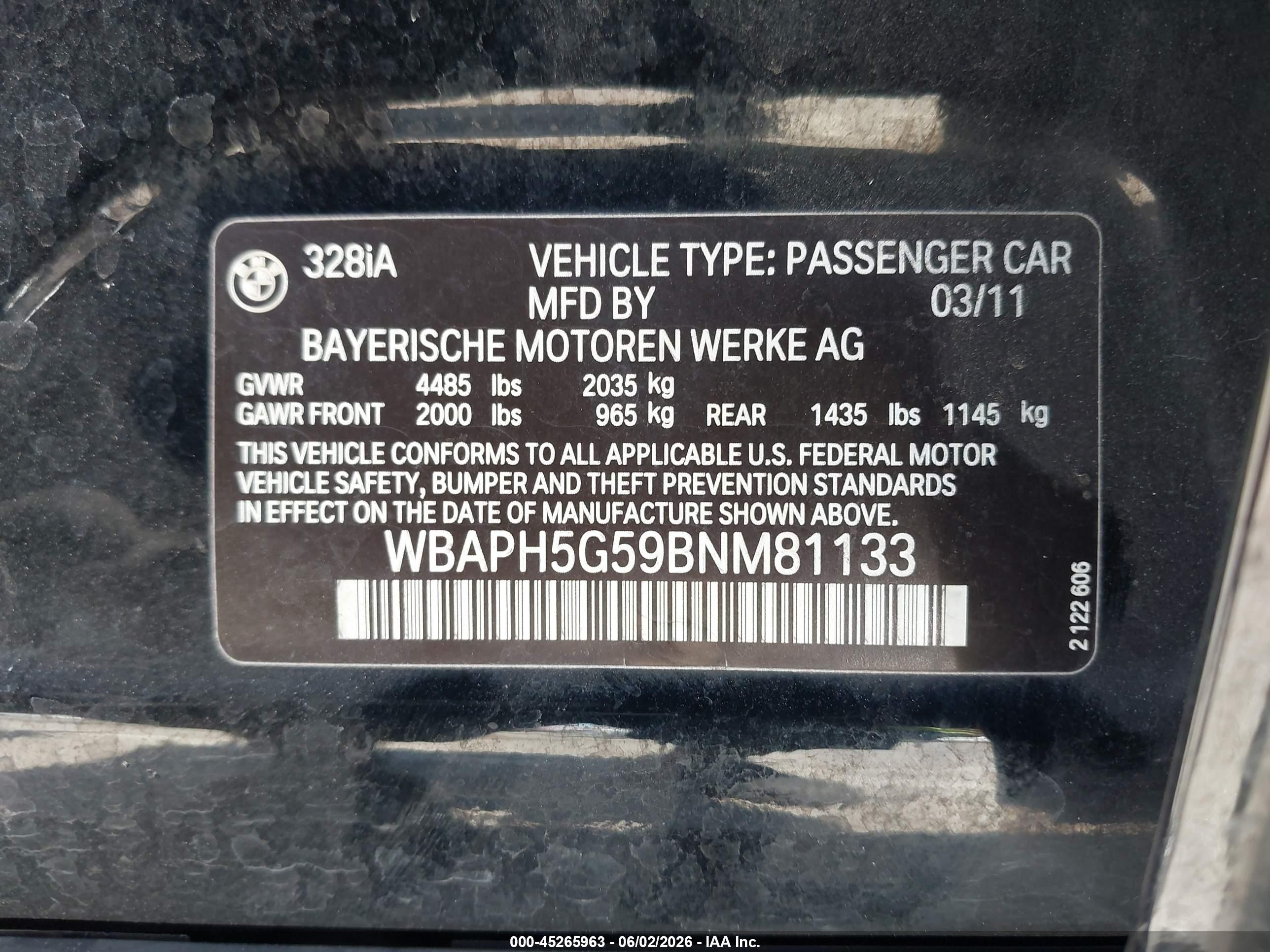 2011 Bmw 328i   Black vin: WBAPH5G59BNM81133