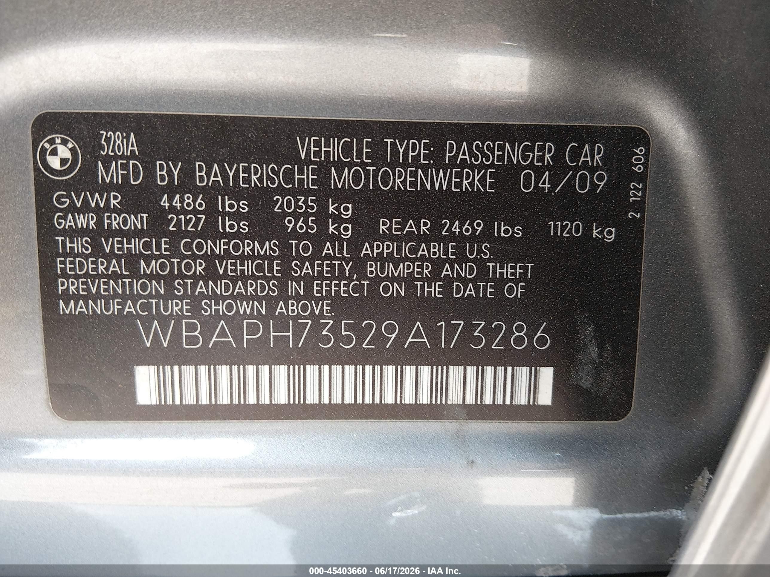 2009 Bmw 328i   Gray vin: WBAPH73529A173286
