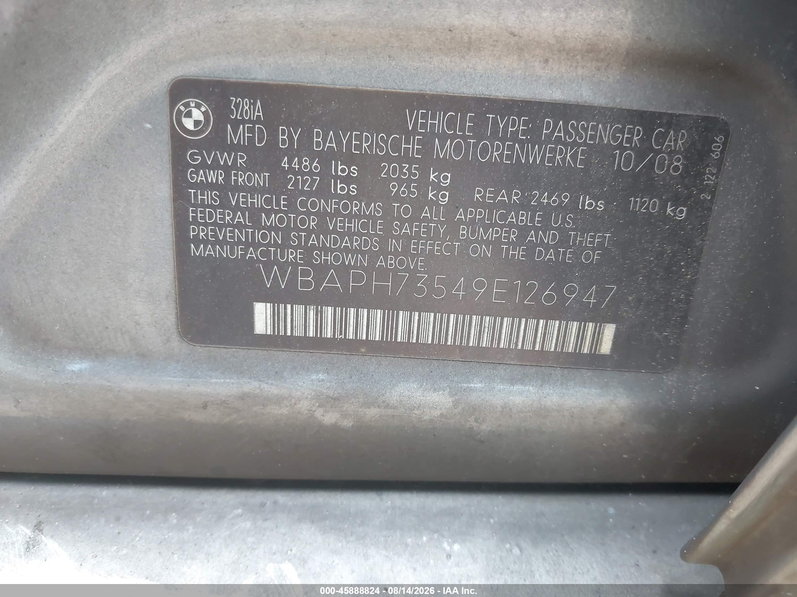 2009 Bmw 328i   Gray vin: WBAPH73549E126947
