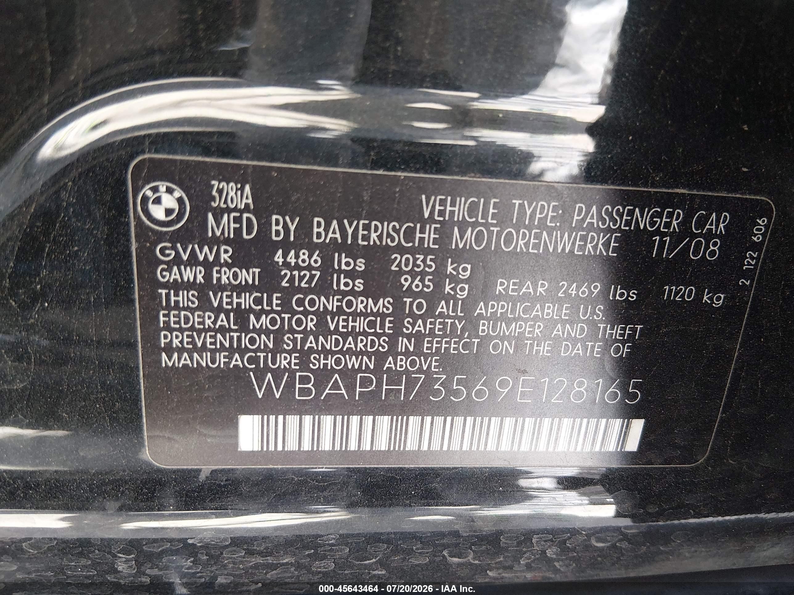 2009 Bmw 328i   Black vin: WBAPH73569E128165