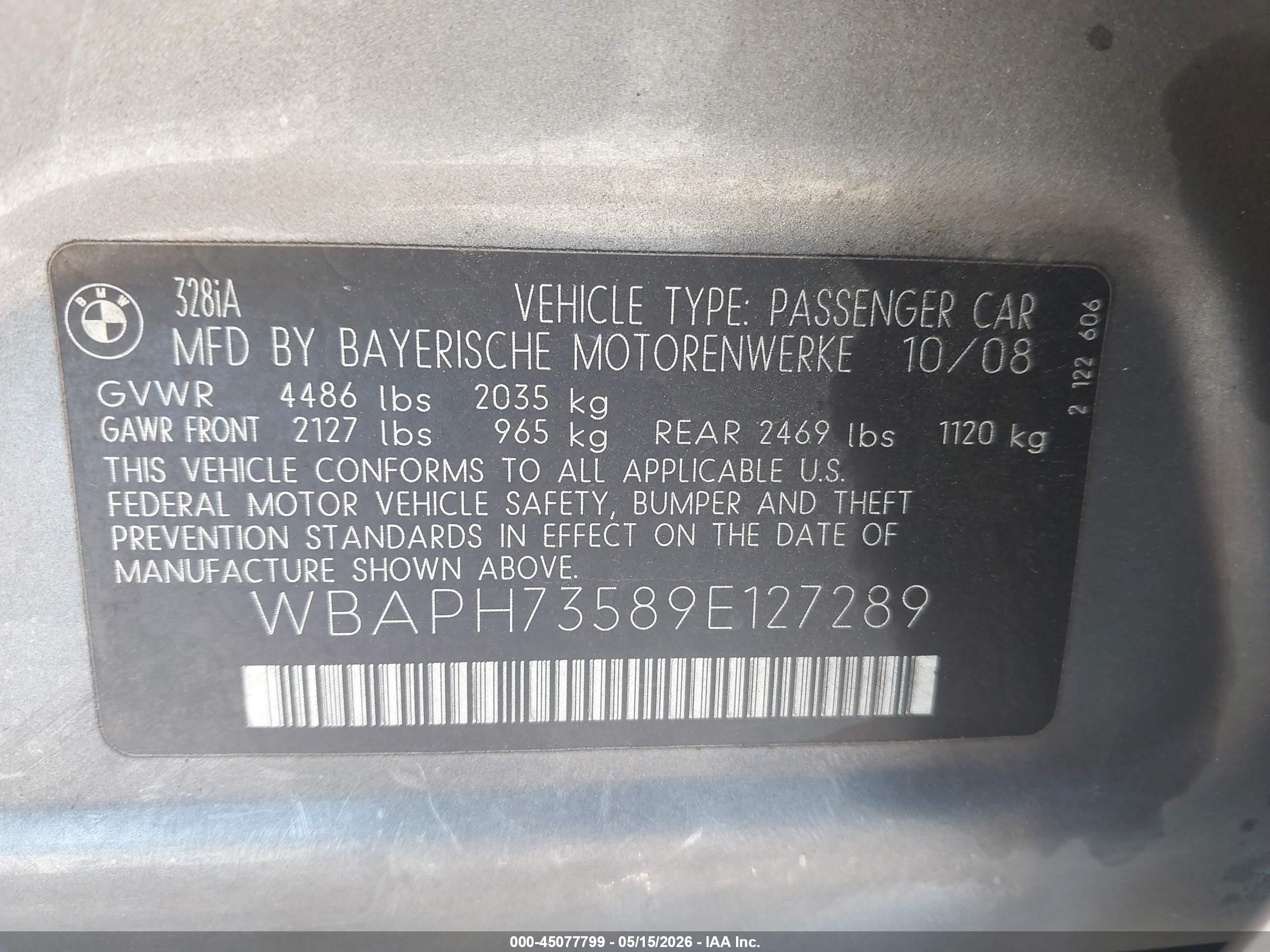 2009 Bmw 328i   Gray vin: WBAPH73589E127289