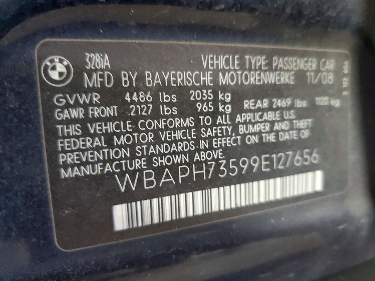 2009 Bmw 328 I Blue vin: WBAPH73599E127656