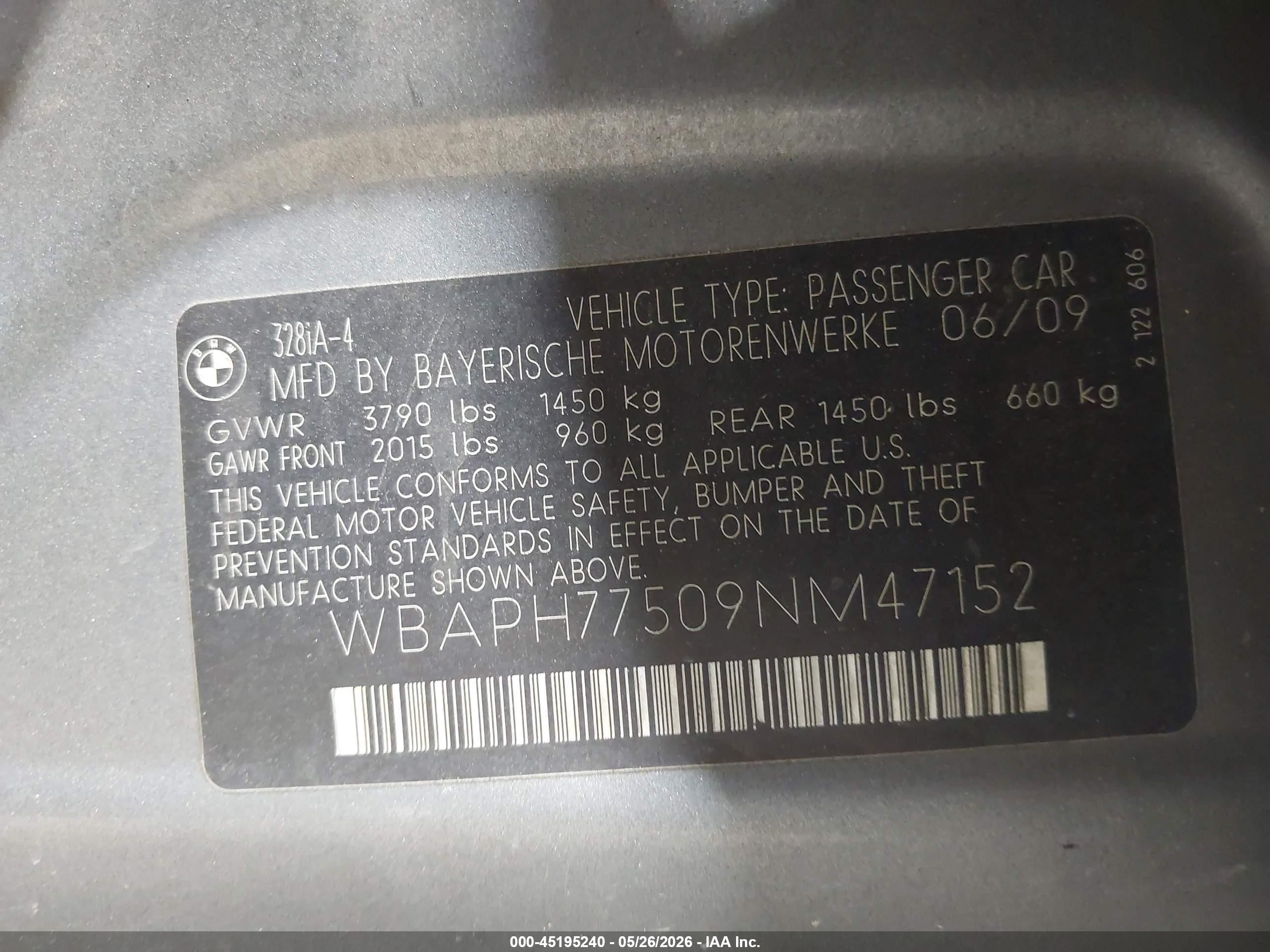 2009 Bmw 328i   Silver vin: WBAPH77509NM47152