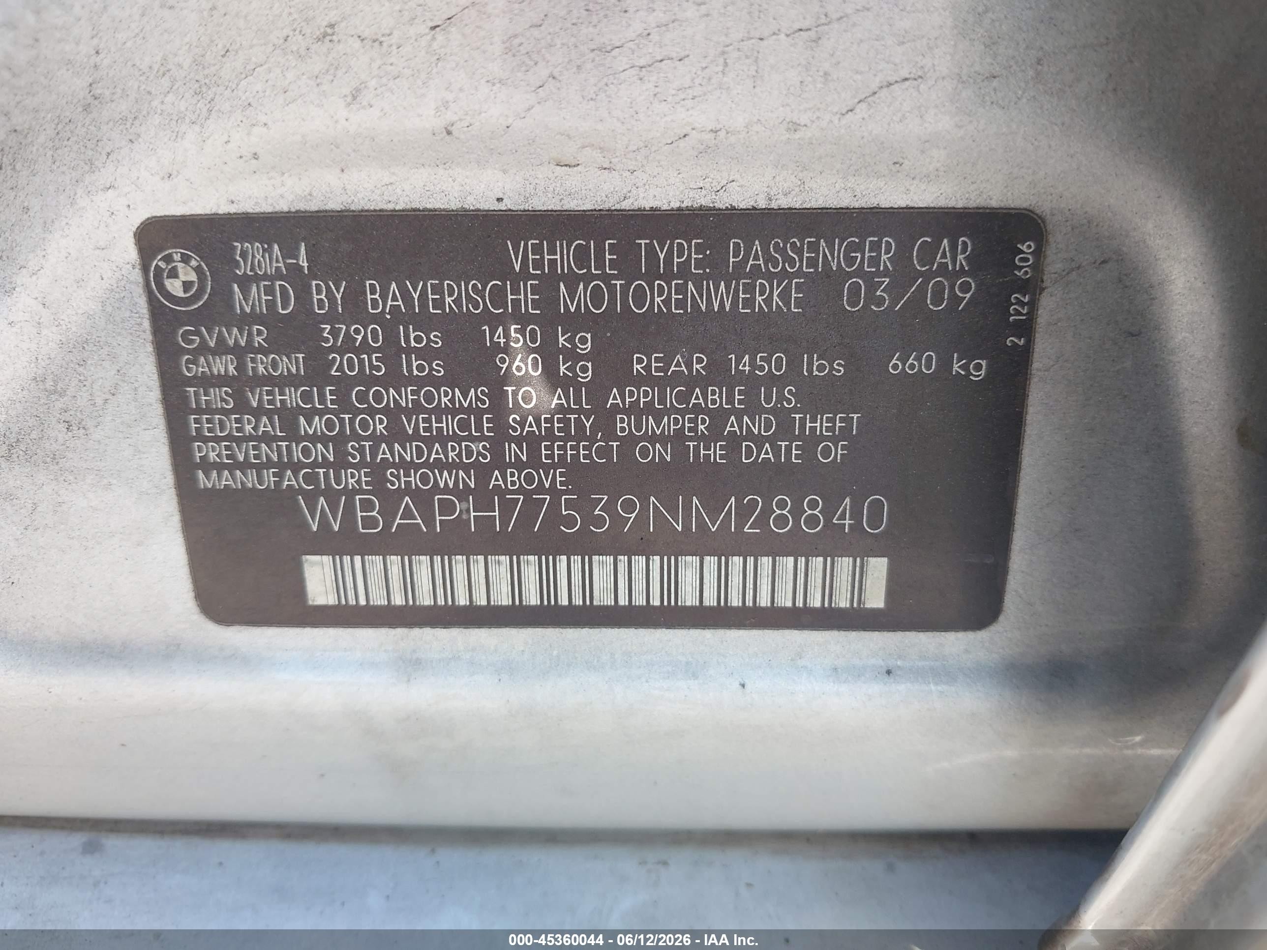 2009 Bmw 328i   Silver vin: WBAPH77539NM28840