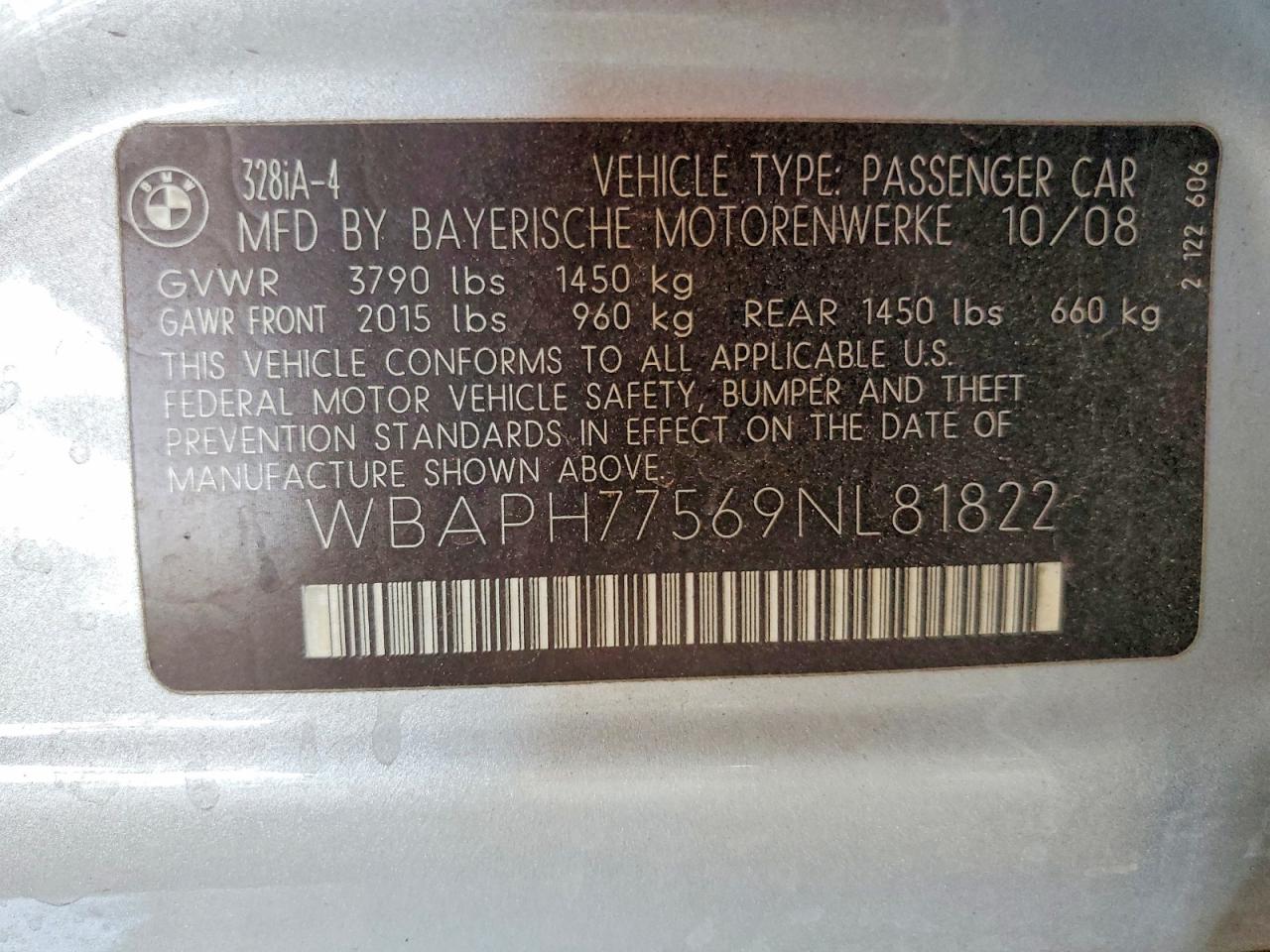2009 Bmw 328 I Silver vin: WBAPH77569NL81822