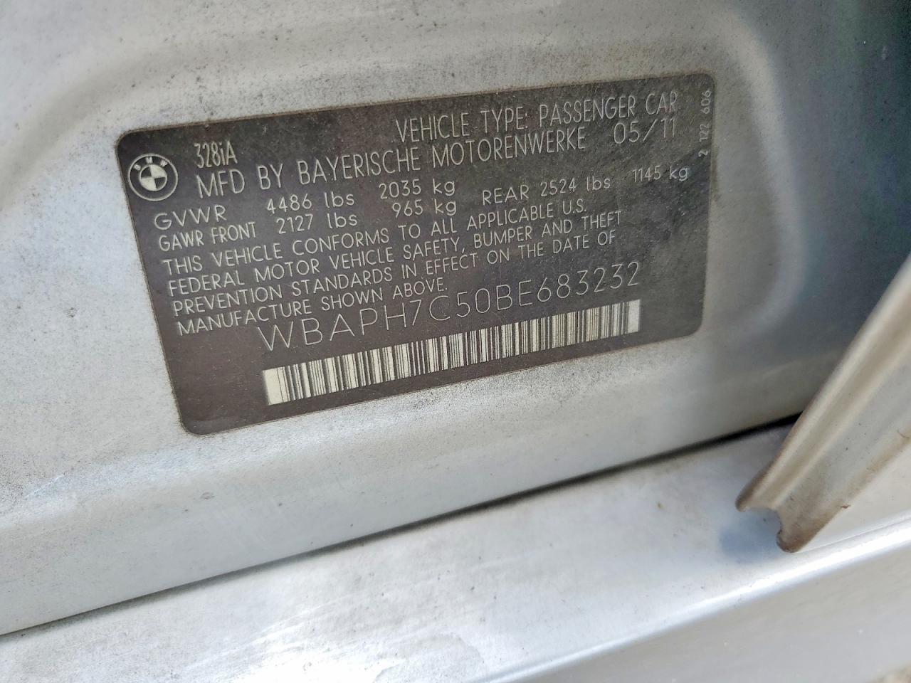 2011 Bmw 328 I Silver vin: WBAPH7C50BE683232
