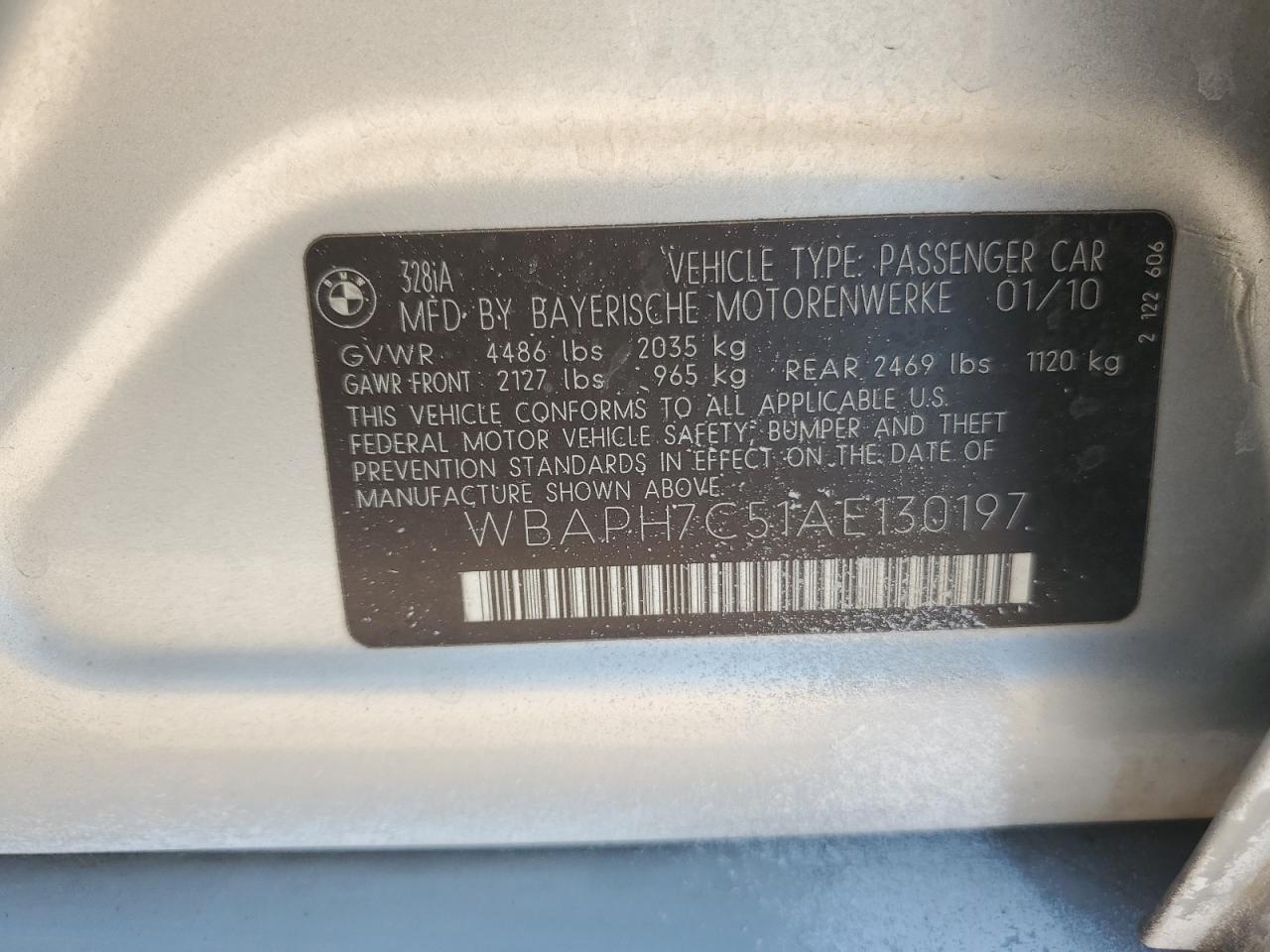 2010 Bmw 328 I Серебряный vin: WBAPH7C51AE130197